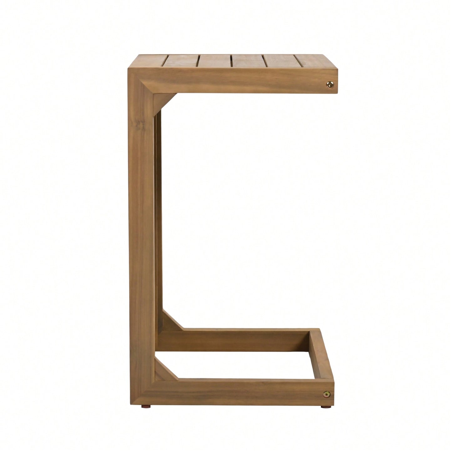 C-Shape Brown End Table For Living Room Modern Accent Furniture