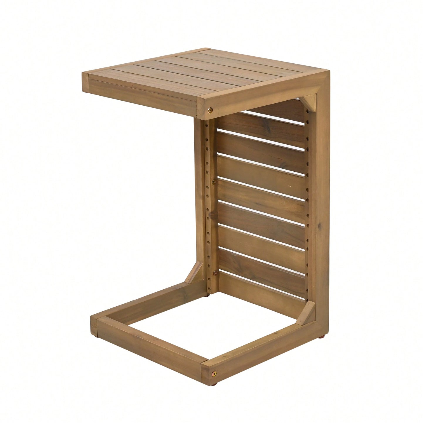 C-Shape Brown End Table For Living Room Modern Accent Furniture