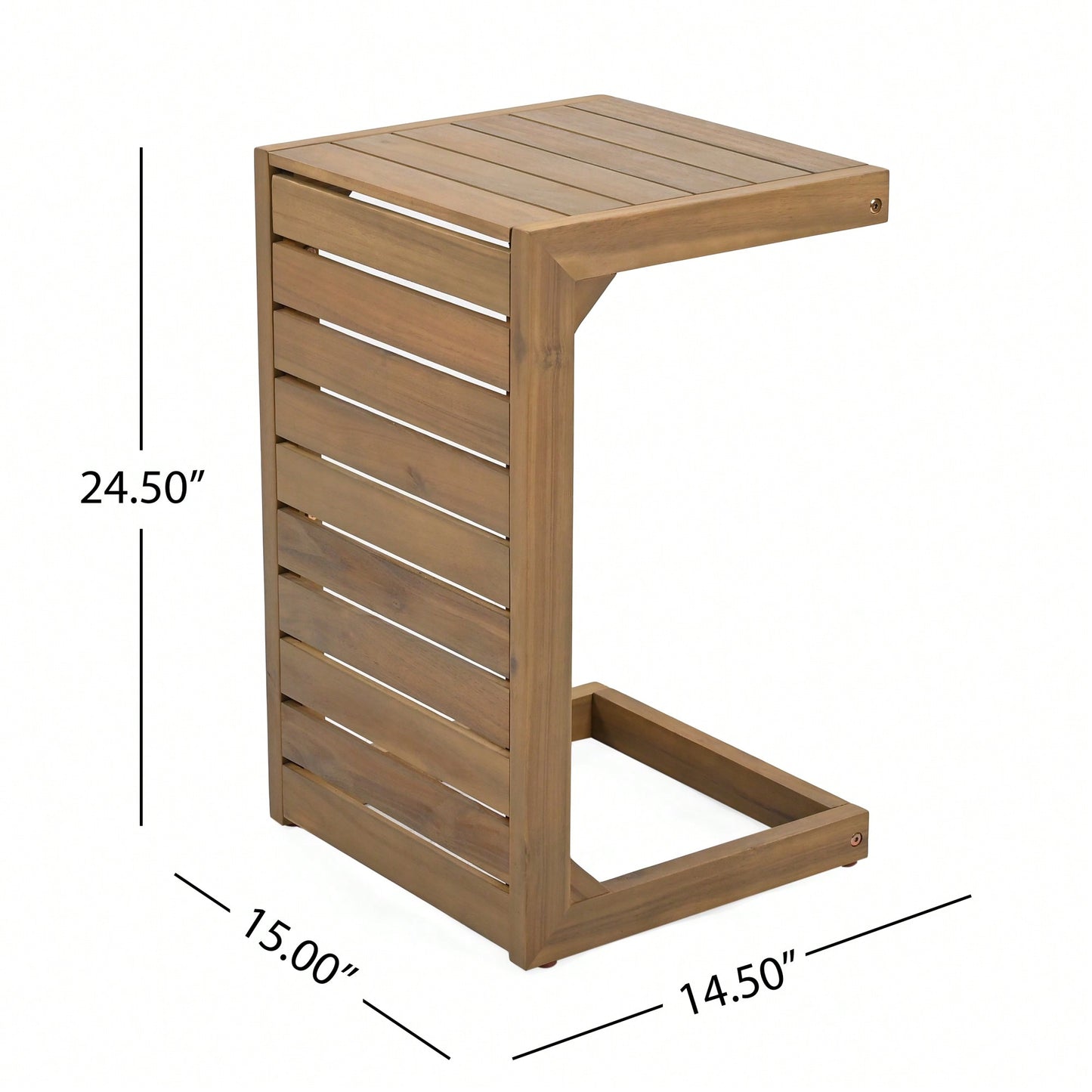 C-Shape Brown End Table For Living Room Modern Accent Furniture