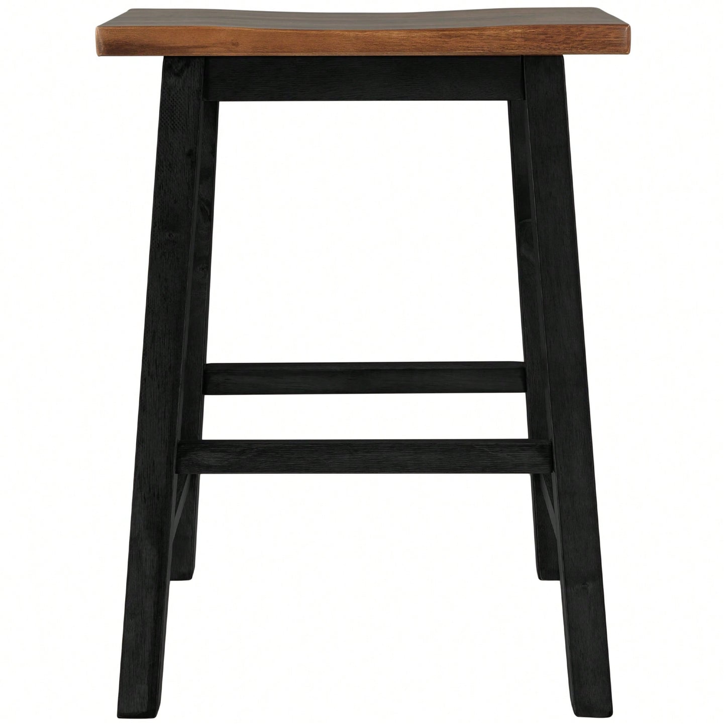 Rustic 2-Piece Counter Height Wood Kitchen Dining Stools For Small Spaces In Walnut And Black Finish