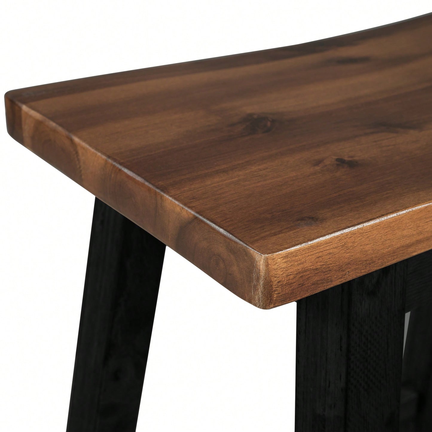Rustic 2-Piece Counter Height Wood Kitchen Dining Stools For Small Spaces In Walnut And Black Finish