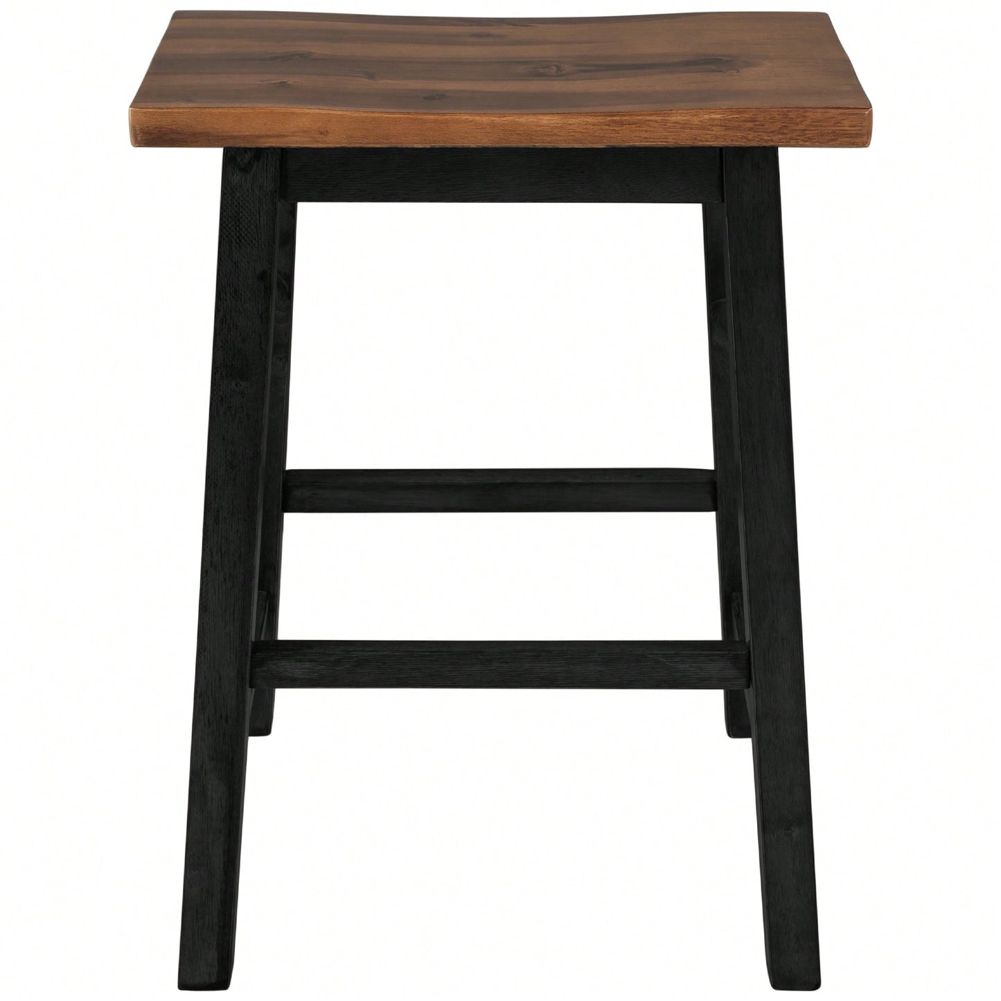 Rustic 2-Piece Counter Height Wood Kitchen Dining Stools For Small Spaces In Walnut And Black Finish