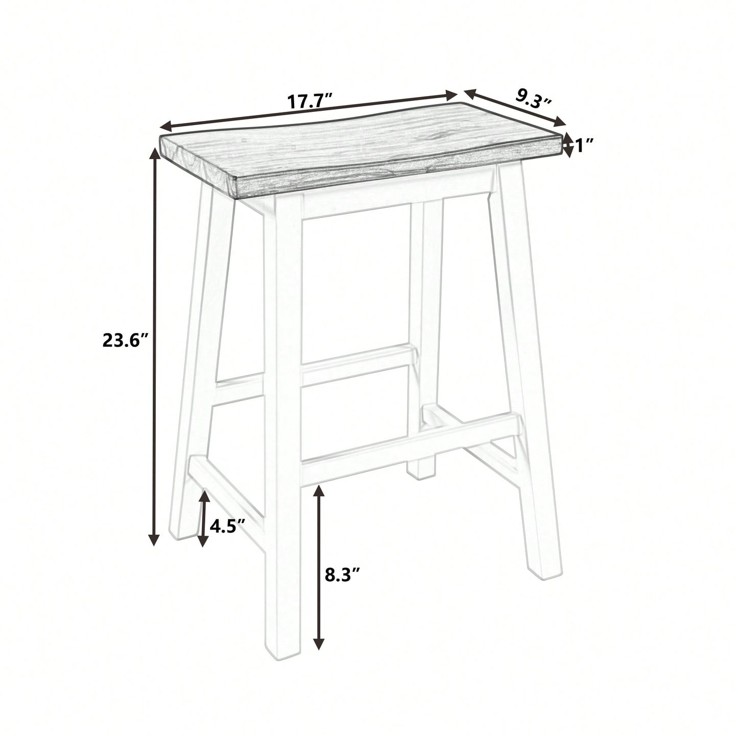 Rustic 2-Piece Counter Height Wood Kitchen Dining Stools For Small Spaces In Walnut And Black Finish
