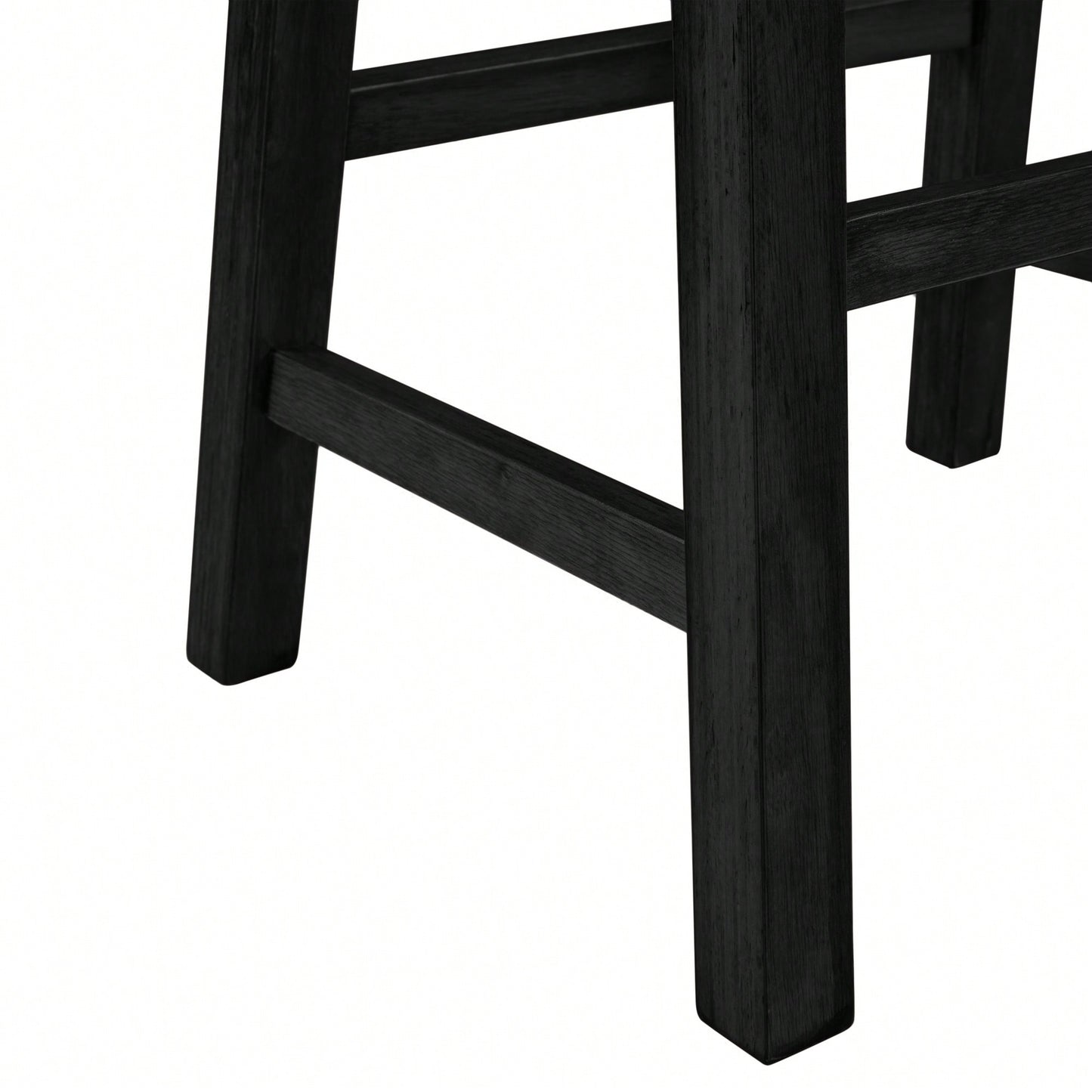 Rustic 2-Piece Counter Height Wood Kitchen Dining Stools For Small Spaces In Walnut And Black Finish