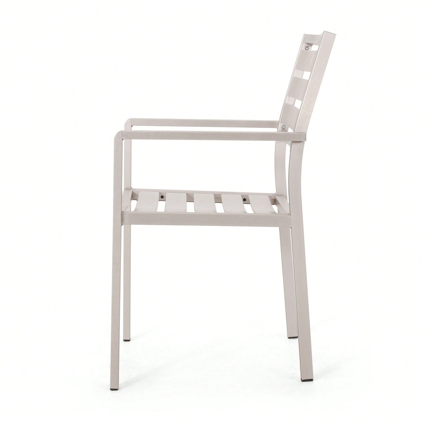 Contemporary Silver Aluminum Outdoor Dining Chairs Set Of 2 For Patio And Garden