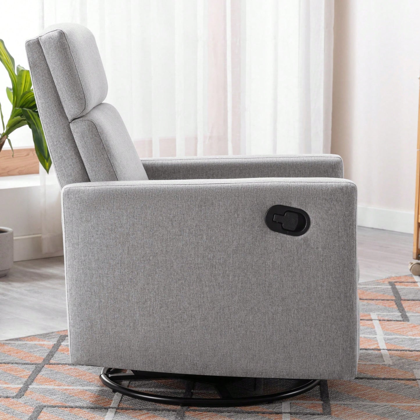 Plush Beige Upholstered Rocking Nursery Chair With Glider Swivel Recliner For Ultimate Comfort
