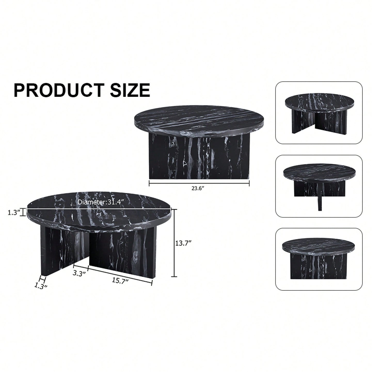 Modern White MDF Circular Pattern Coffee Table 31.4 Inch Ideal For Small Spaces And Living Rooms
