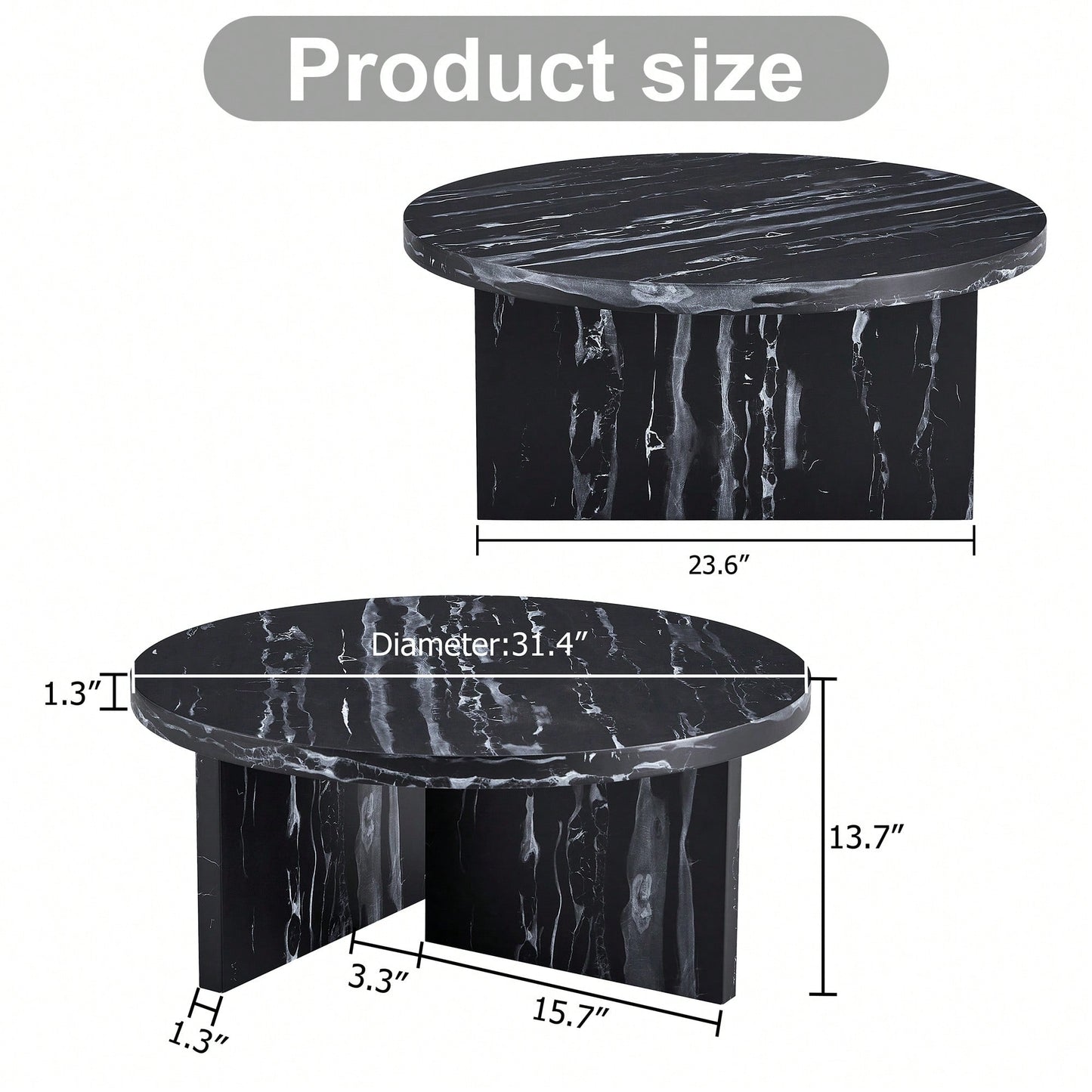 Modern White MDF Circular Pattern Coffee Table 31.4 Inch Ideal For Small Spaces And Living Rooms