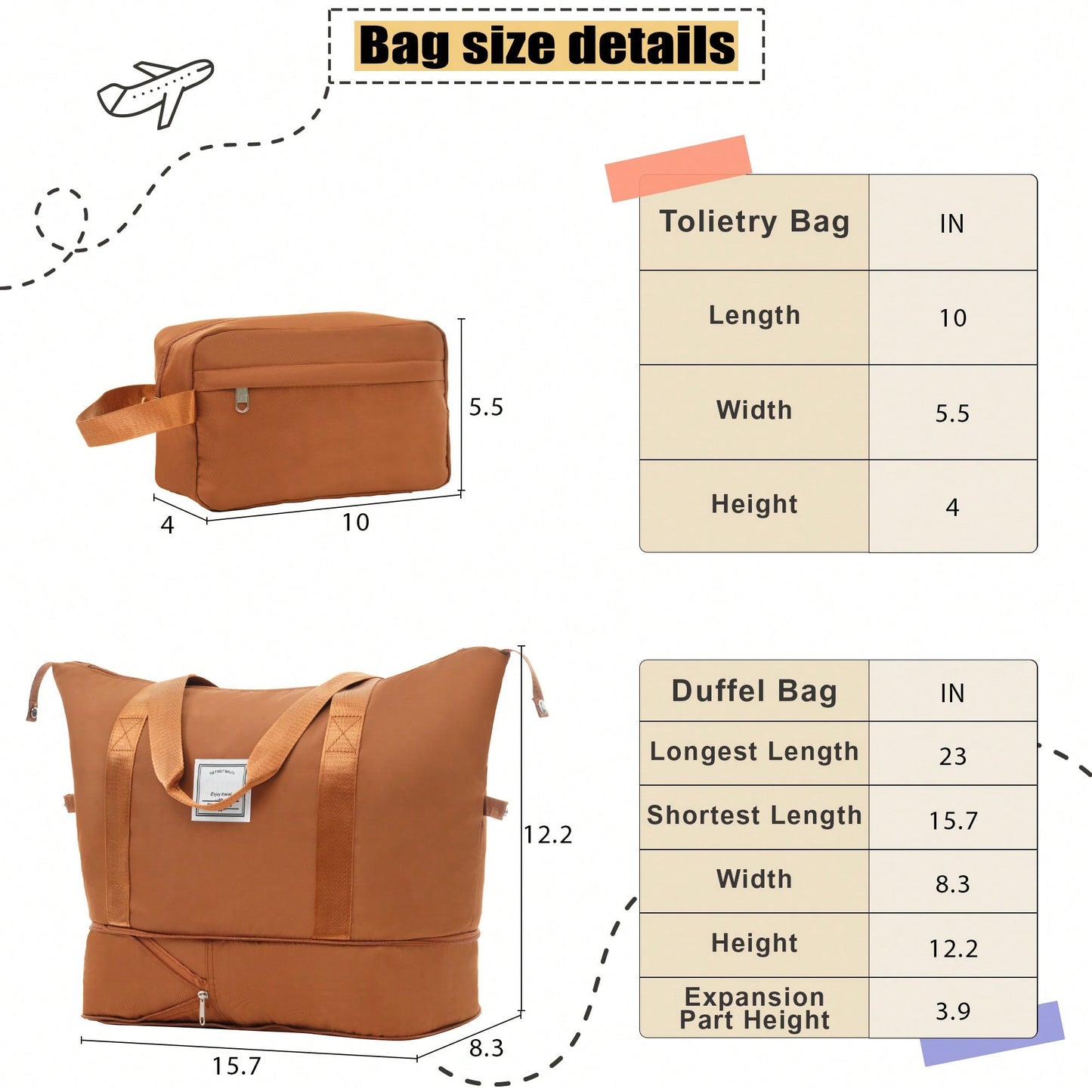 Expandable 3 Piece Softside Luggage Set With Lightweight Spinner Suitcase And Duffel Bag For Travel