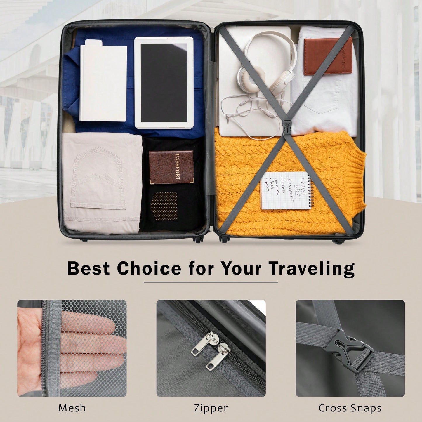 Expandable 2 Piece Lightweight Luggage Set With Spinner Wheels And TSA Lock 20 Inch And 28 Inch Suitcases