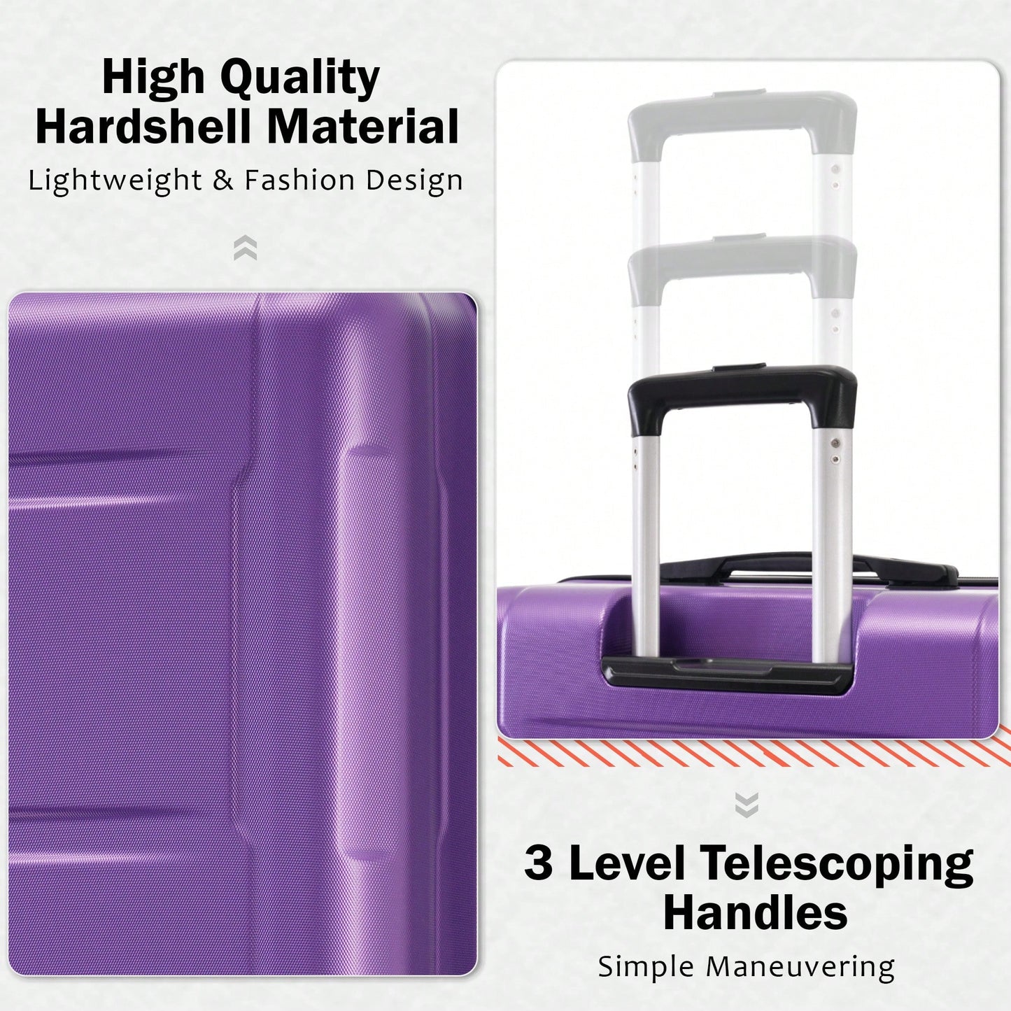 Expandable 2 Piece Lightweight Luggage Set With Spinner Wheels And TSA Lock 20 Inch And 28 Inch Suitcases