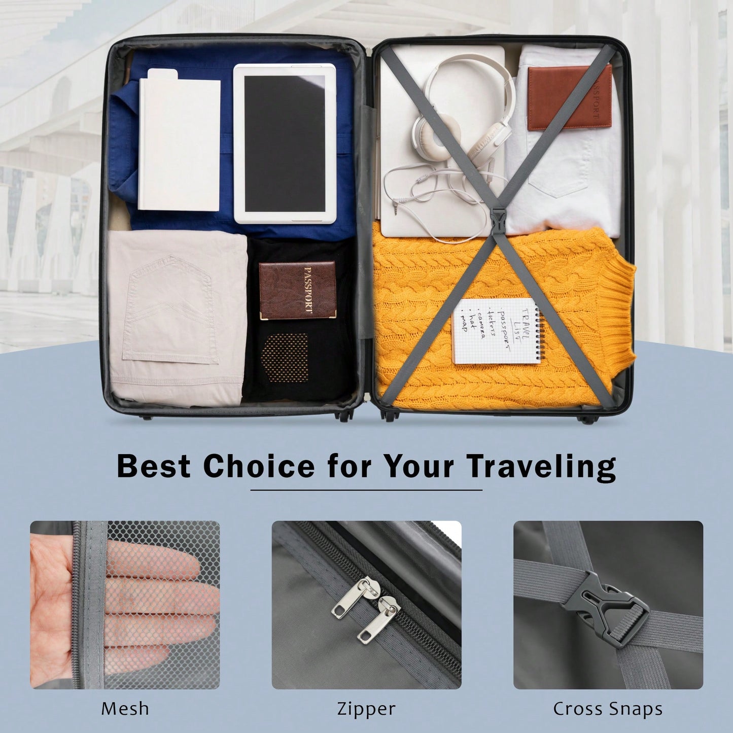 Expandable 2 Piece Lightweight Luggage Set With Spinner Wheels And TSA Lock 20 Inch And 28 Inch Suitcases