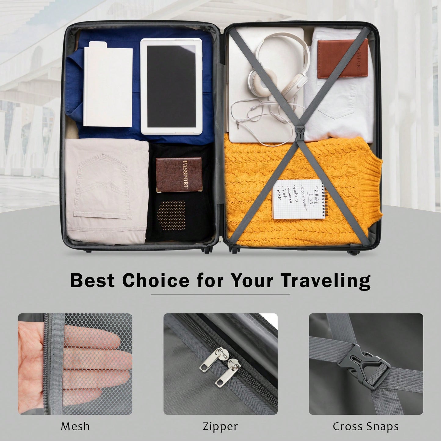Expandable 2 Piece Lightweight Luggage Set With Spinner Wheels And TSA Lock 20 Inch And 28 Inch Suitcases