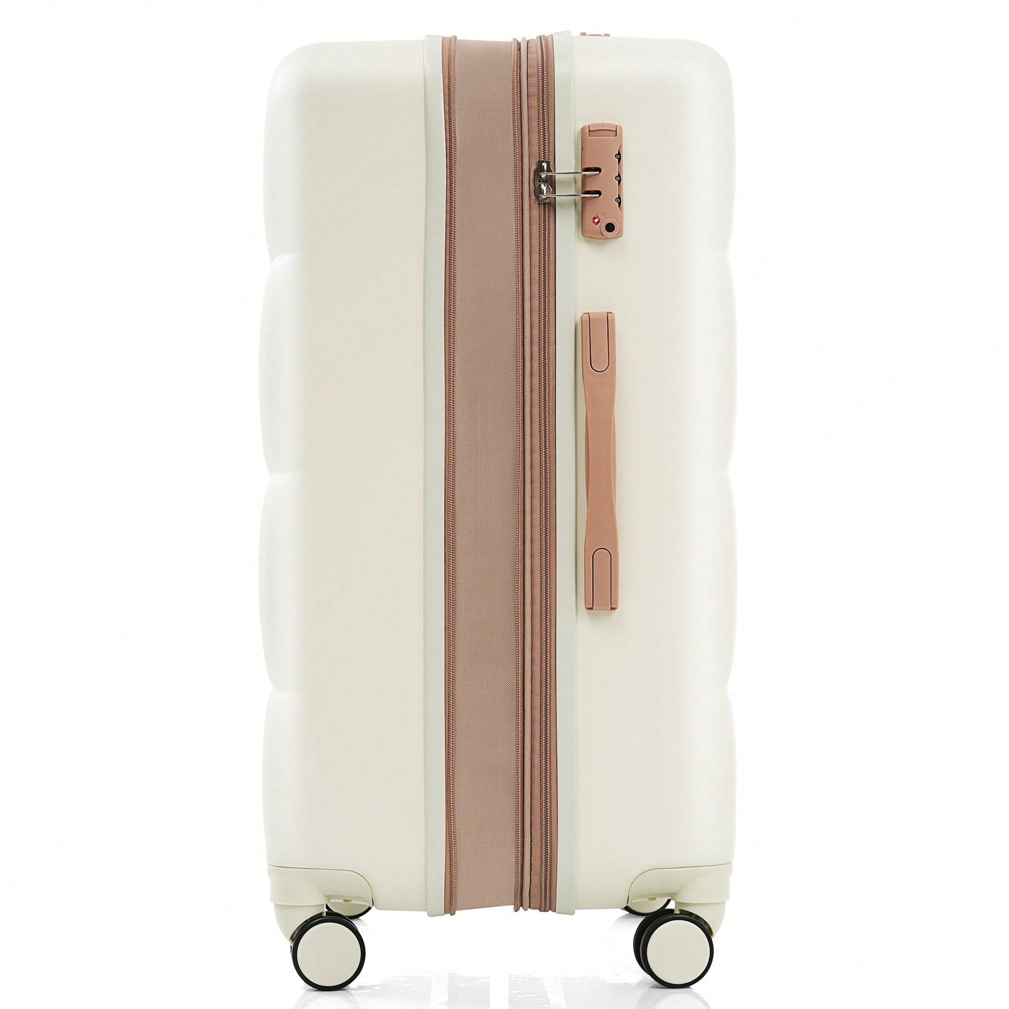 3 Piece Luggage Set 20 Inch With USB Port And Front Opening Design ABS Hard Shell With Spinner Wheels And Cup Holder In Pink