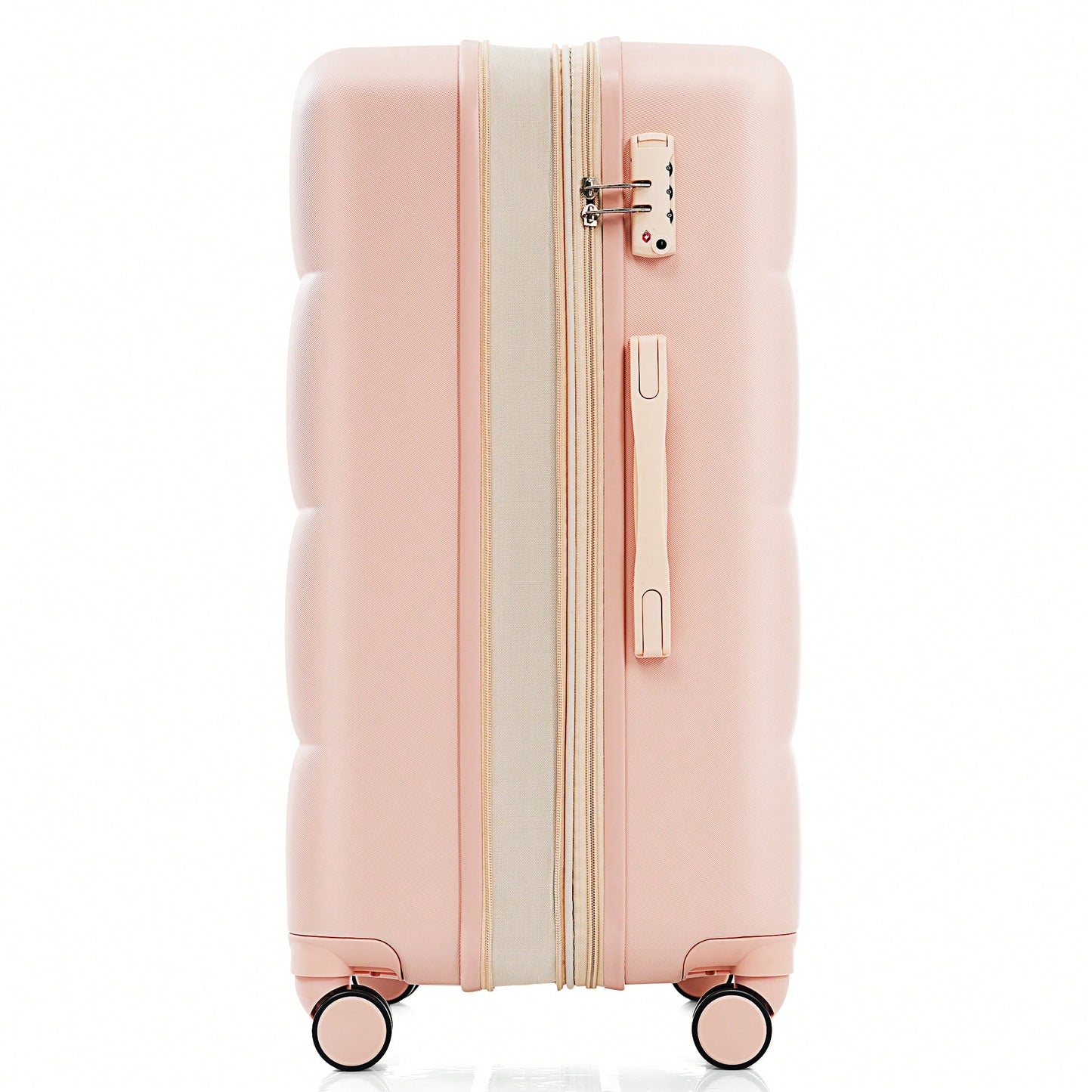 3 Piece Luggage Set 20 Inch With USB Port And Front Opening Design ABS Hard Shell With Spinner Wheels And Cup Holder In Pink