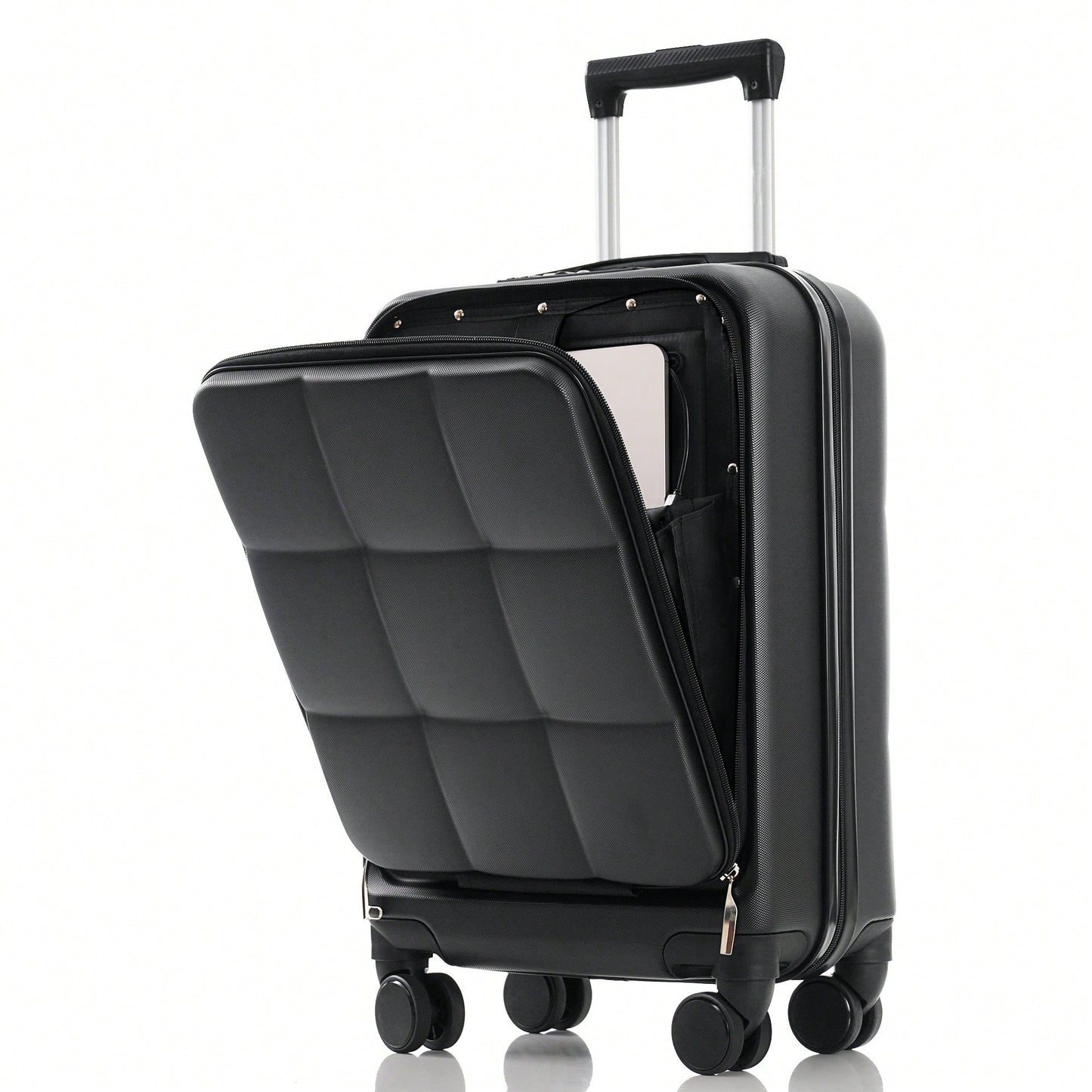 3 Piece Luggage Set 20 Inch With USB Port And Front Opening Design ABS Hard Shell With Spinner Wheels And Cup Holder In Pink