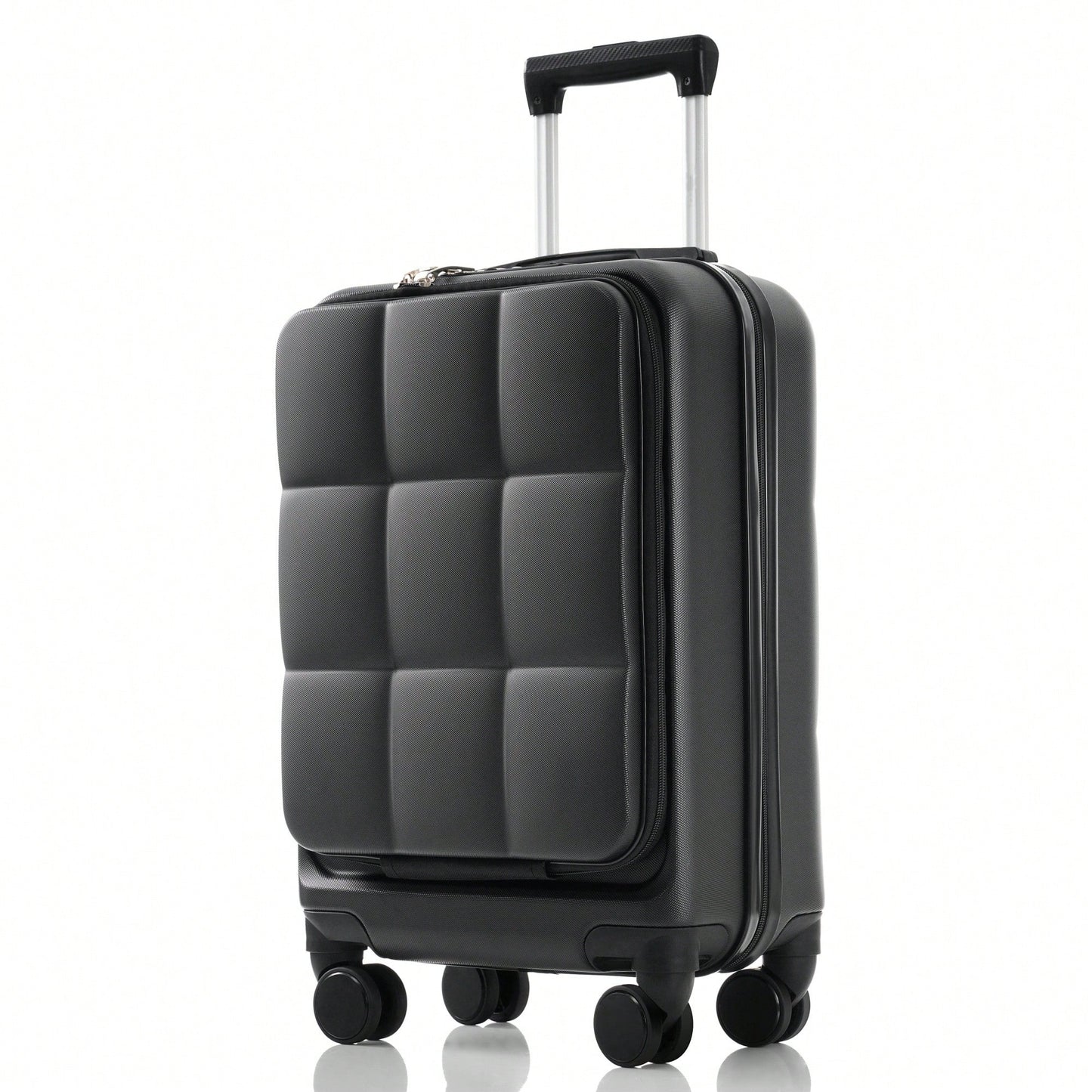 3 Piece Luggage Set 20 Inch With USB Port And Front Opening Design ABS Hard Shell With Spinner Wheels And Cup Holder In Pink