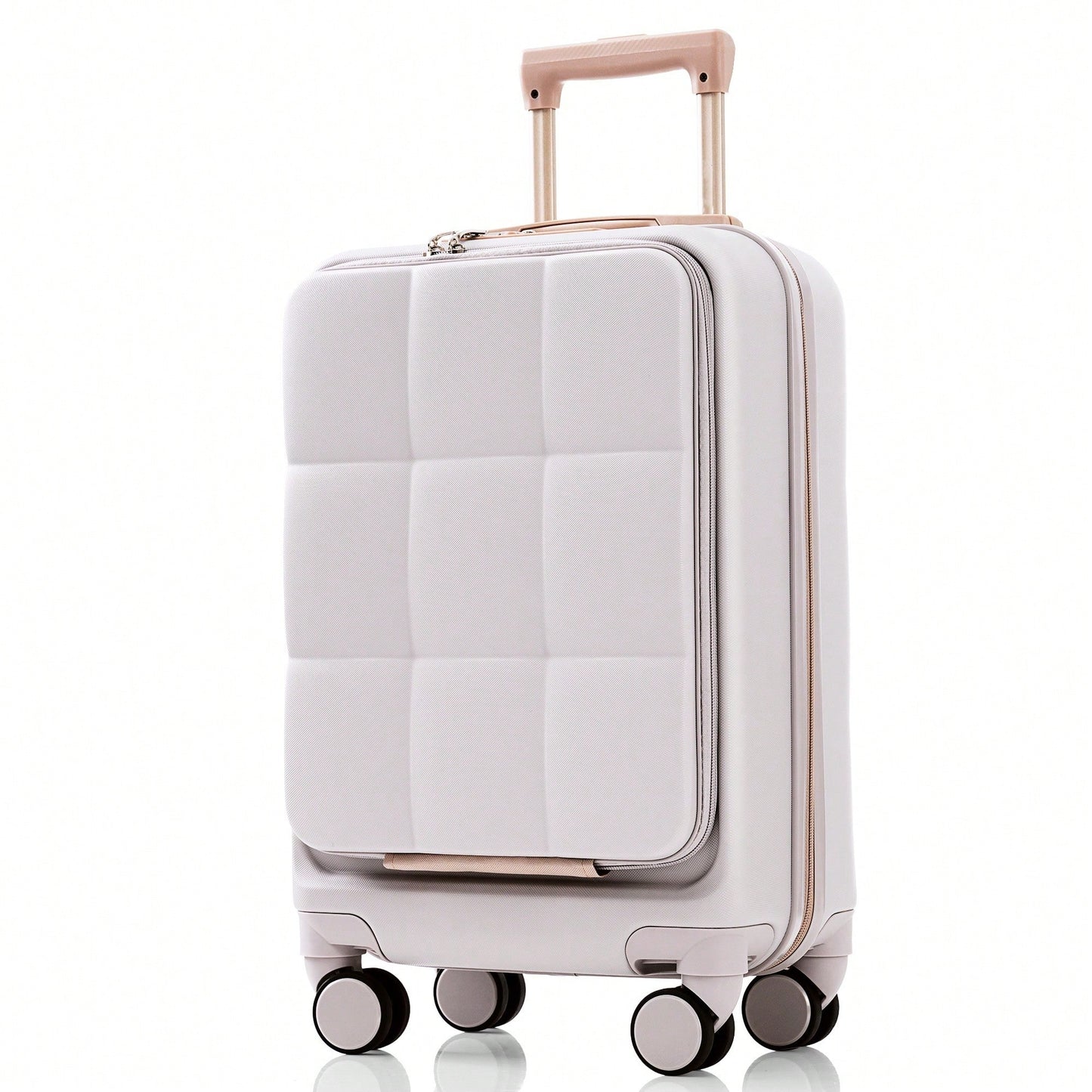 3 Piece Luggage Set 20 Inch With USB Port And Front Opening Design ABS Hard Shell With Spinner Wheels And Cup Holder In Pink