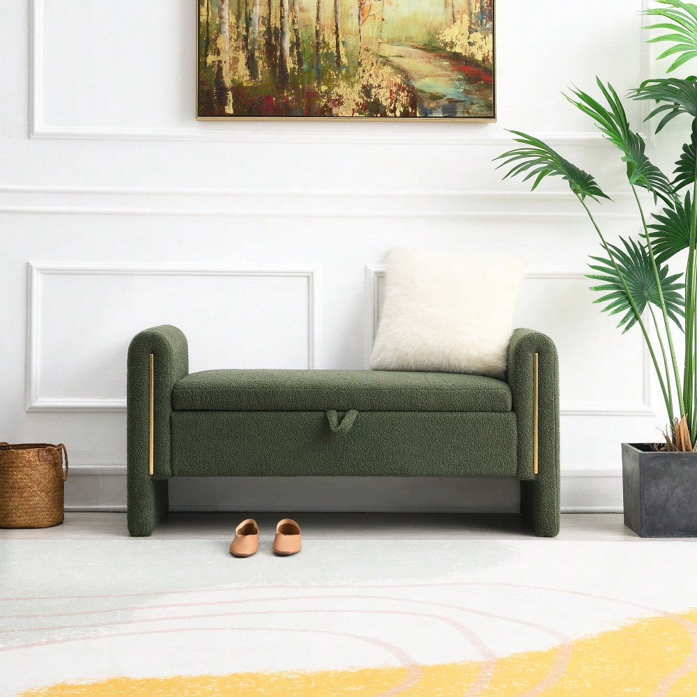 Cozy Upholstered Bed End Bench With Storage And Arms For Living Room Bedroom Dorm Stylish Teddy Grey Footrest And Vanity Stool