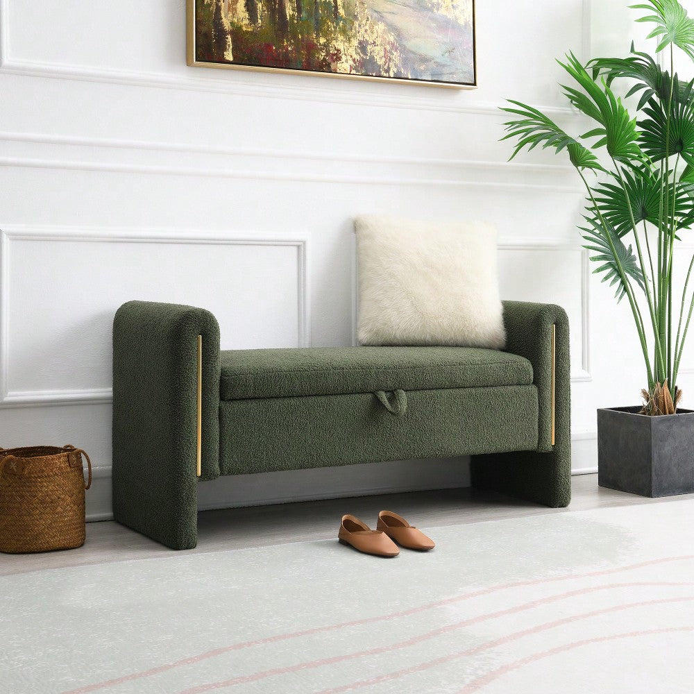 Cozy Upholstered Bed End Bench With Storage And Arms For Living Room Bedroom Dorm Stylish Teddy Grey Footrest And Vanity Stool