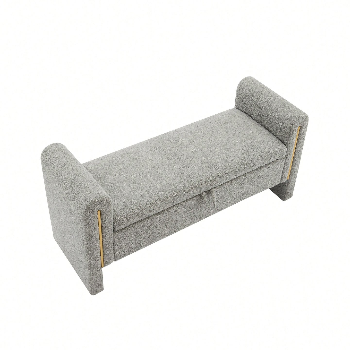 Cozy Upholstered Bed End Bench With Storage And Arms For Living Room Bedroom Dorm Stylish Teddy Grey Footrest And Vanity Stool