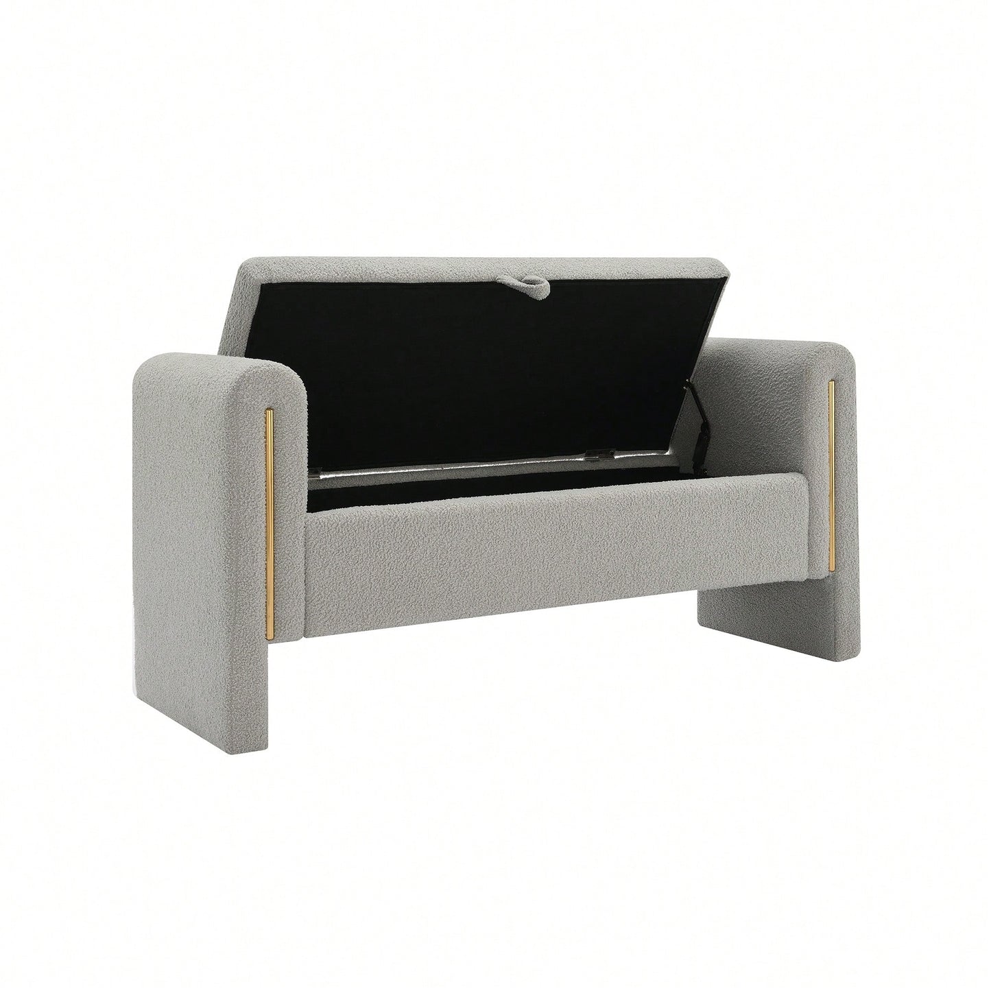 Cozy Upholstered Bed End Bench With Storage And Arms For Living Room Bedroom Dorm Stylish Teddy Grey Footrest And Vanity Stool