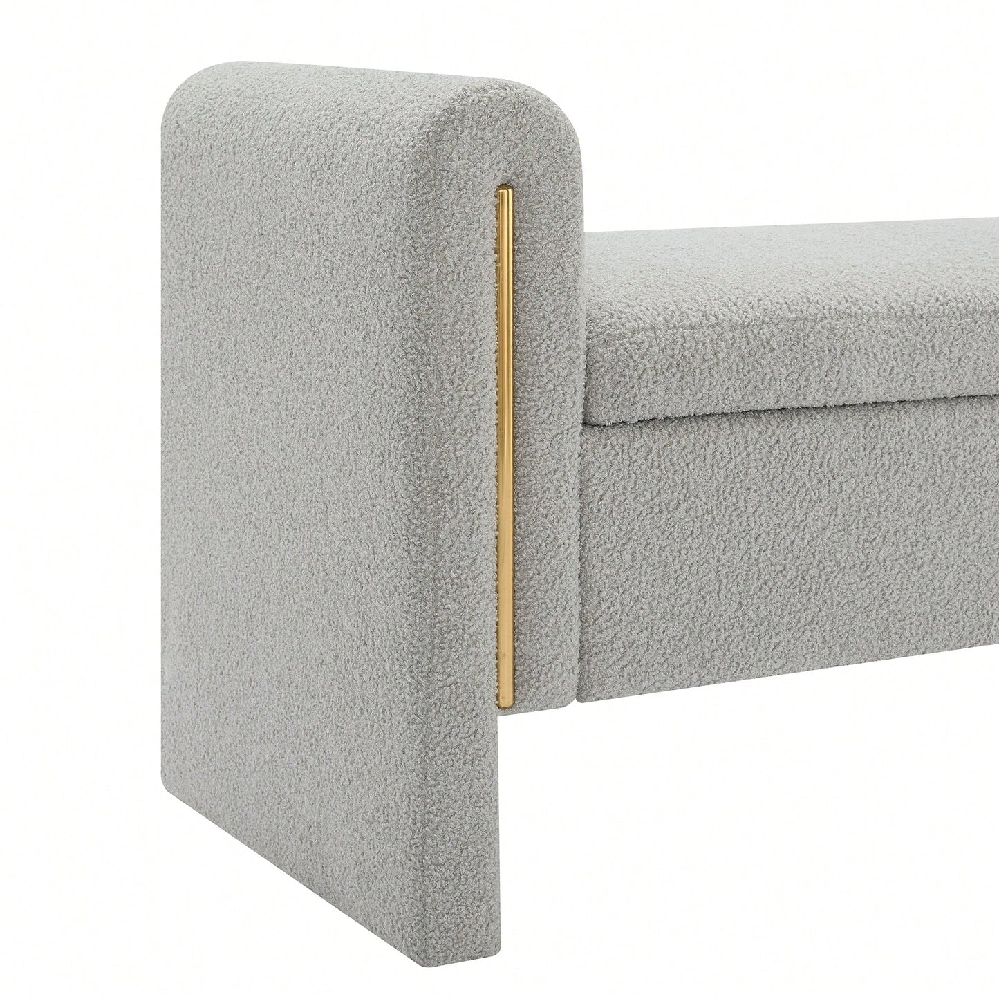 Cozy Upholstered Bed End Bench With Storage And Arms For Living Room Bedroom Dorm Stylish Teddy Grey Footrest And Vanity Stool