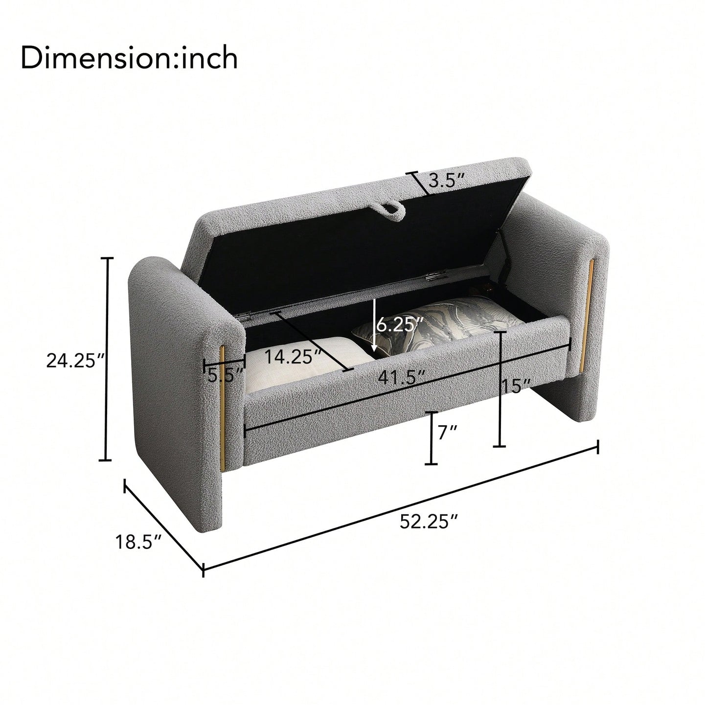 Cozy Upholstered Bed End Bench With Storage And Arms For Living Room Bedroom Dorm Stylish Teddy Grey Footrest And Vanity Stool