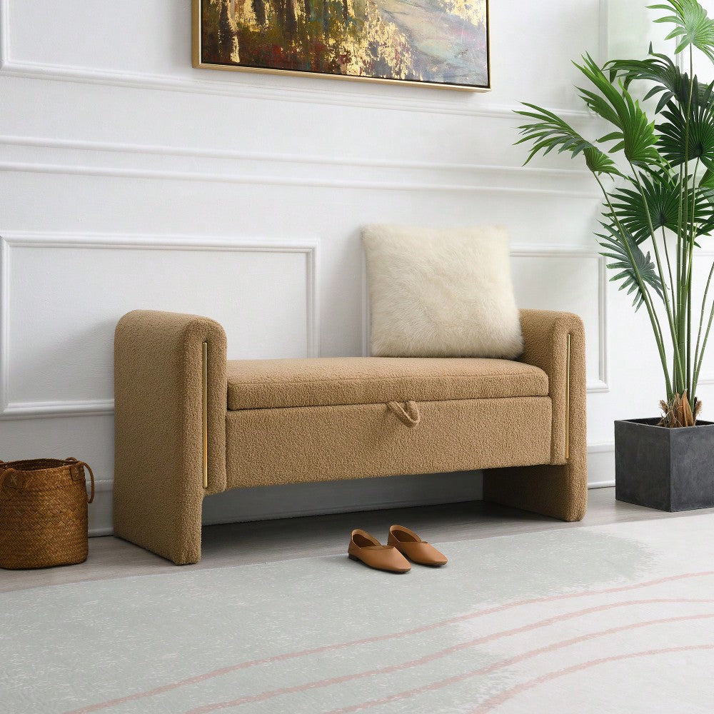 Cozy Upholstered Bed End Bench With Storage And Arms For Living Room Bedroom Dorm Stylish Teddy Grey Footrest And Vanity Stool