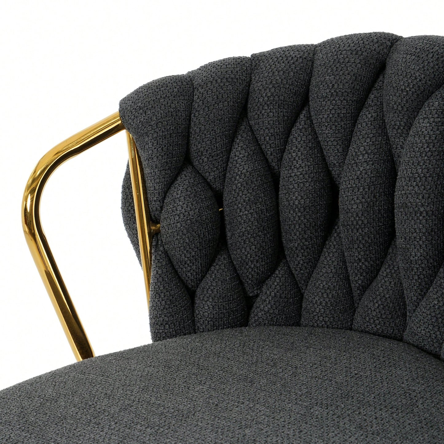 Modern High Stool With Gold Plated Legs Dark Grey Linen Bar Chairs For Kitchen Dining Cafe Restaurant Set Of 2