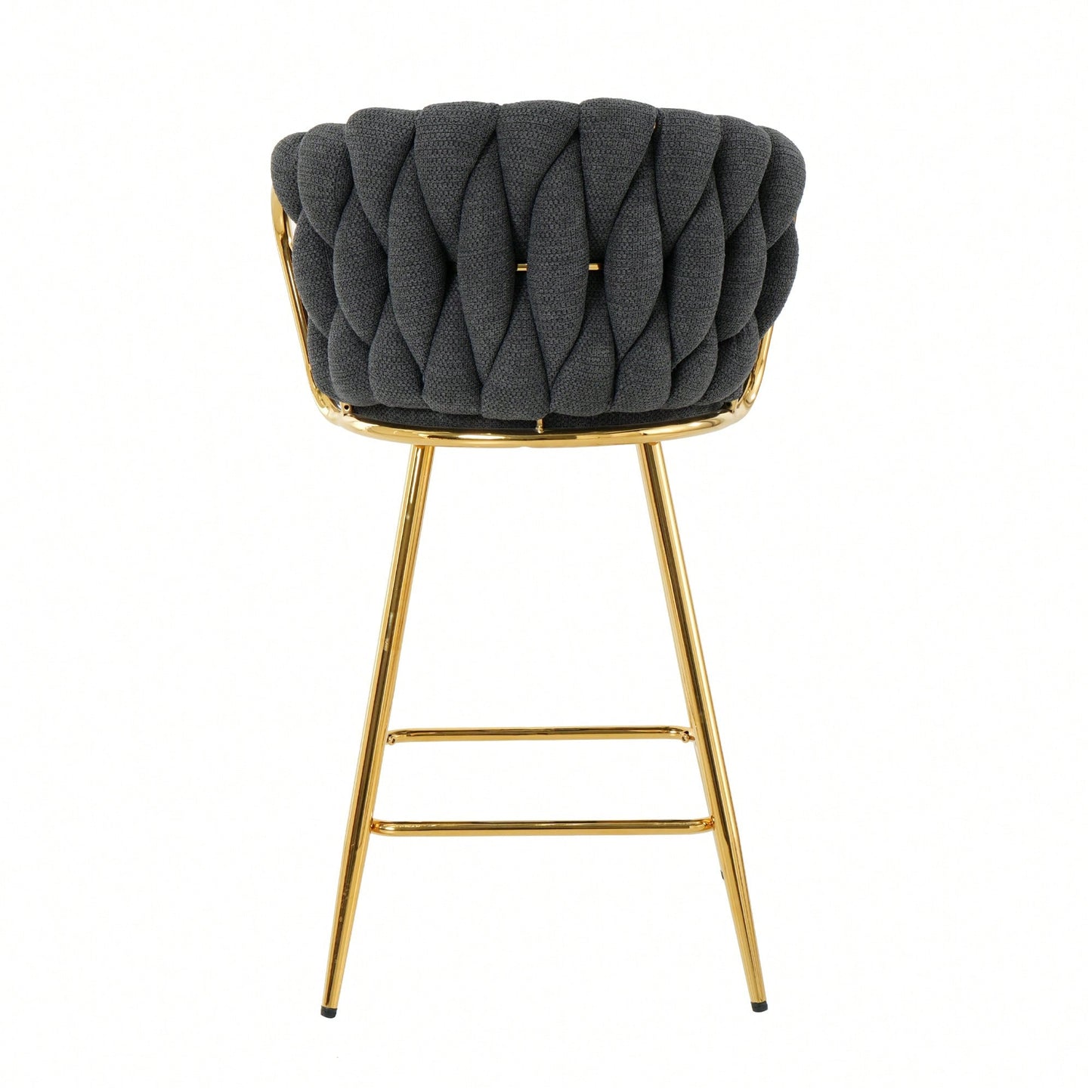 Modern High Stool With Gold Plated Legs Dark Grey Linen Bar Chairs For Kitchen Dining Cafe Restaurant Set Of 2