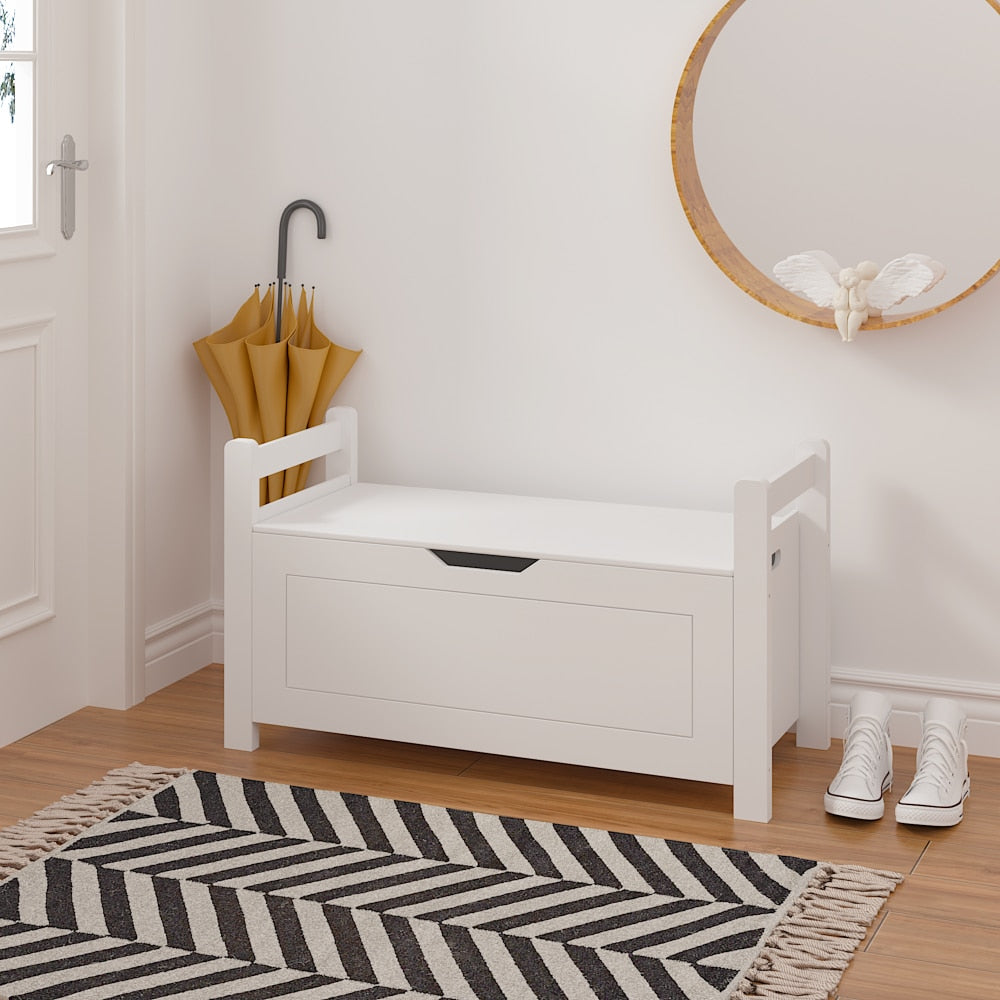 Rubber Wood Toy Storage Chest With Flip-Top Lid And Safety Hinge For Nursery And Playroom Organization