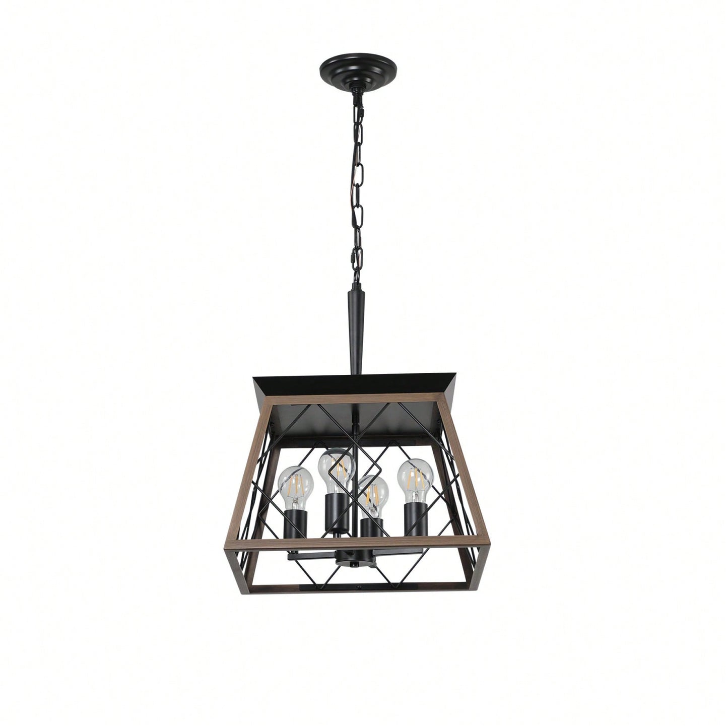 Vintage 4-Light Farmhouse Chandelier Antique Style Light Fixture For Kitchen Dining Room Living Room Walnut Finish