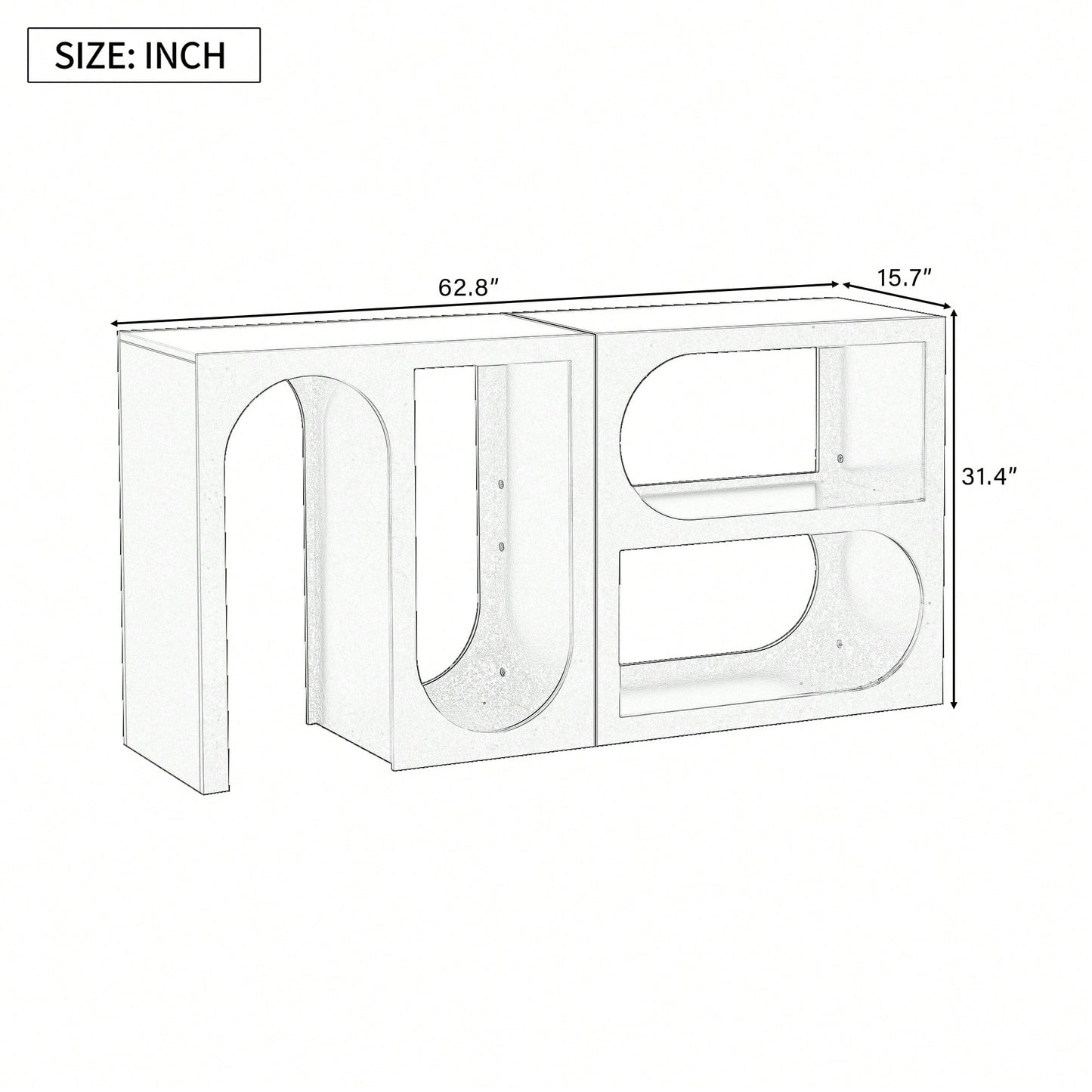 Modular Entryway Console Table With Rectangular And Curved Design For Customizable Arrangements In Study, Entrance, And Living Room
