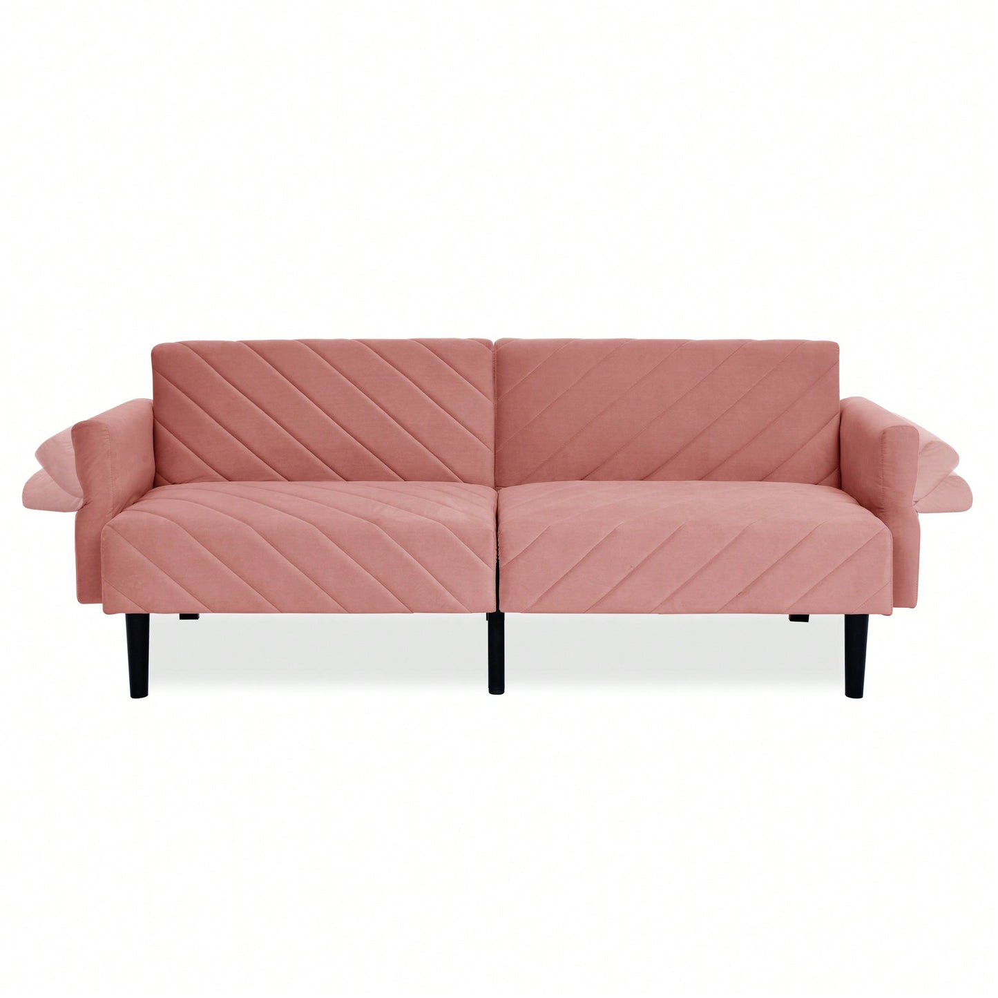 Tufted Convertible Futon Couch With Adjustable Armrests For Small Spaces And Apartments