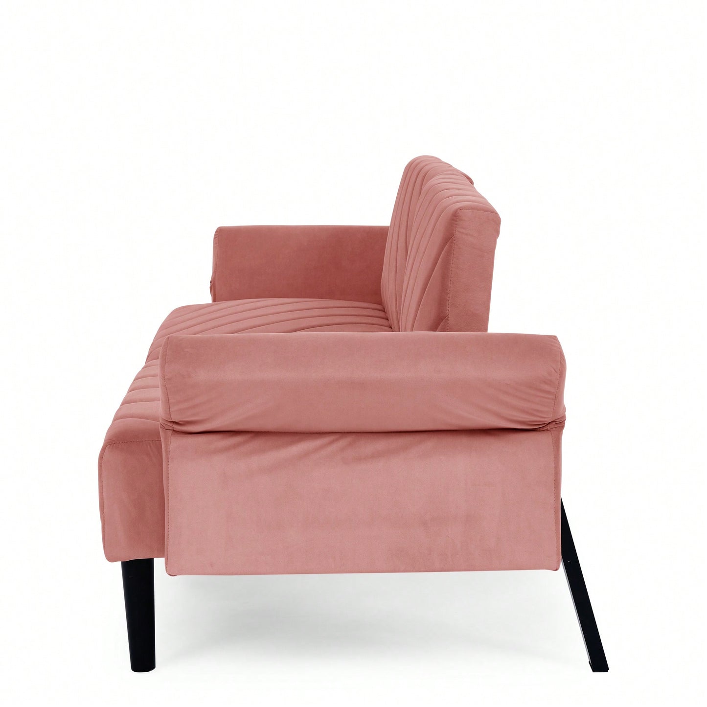 Tufted Convertible Futon Couch With Adjustable Armrests For Small Spaces And Apartments