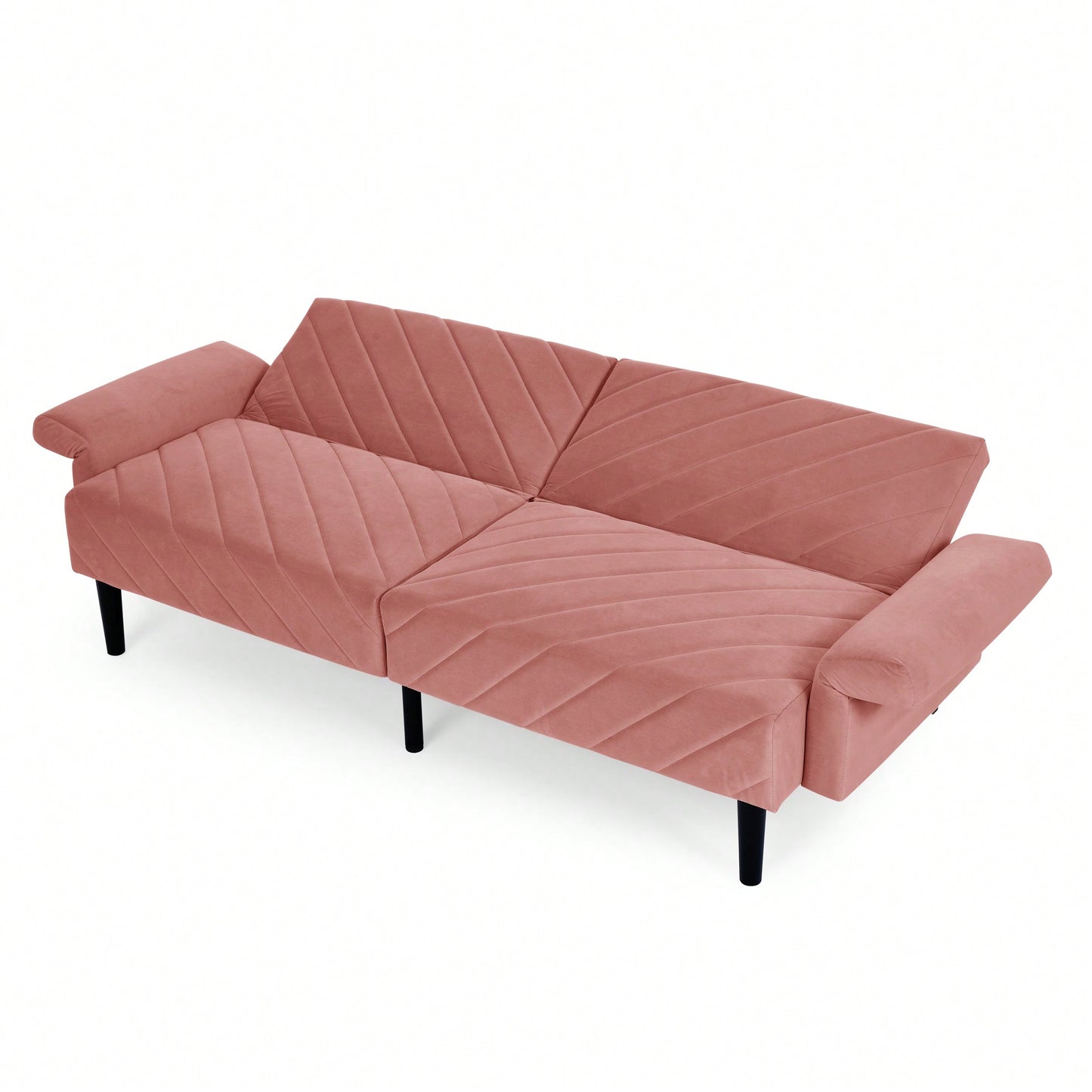 Tufted Convertible Futon Couch With Adjustable Armrests For Small Spaces And Apartments