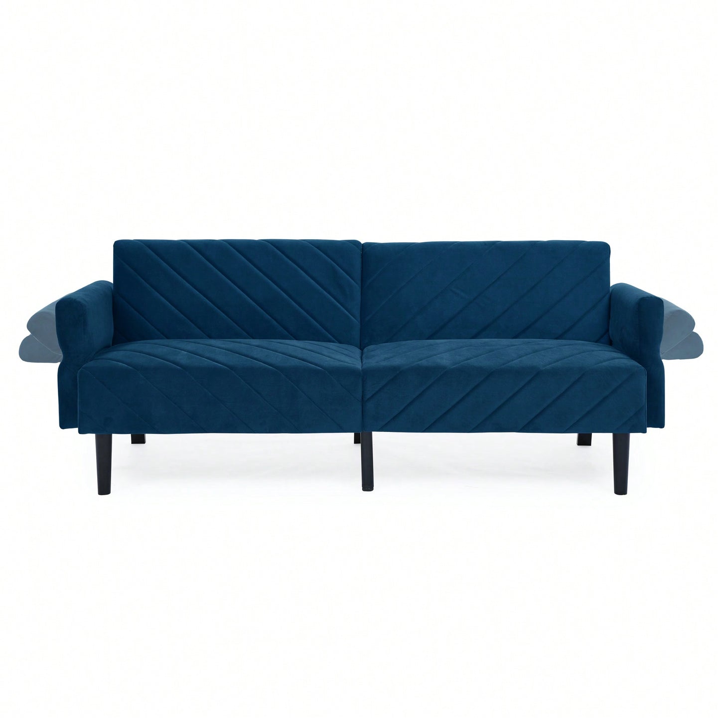 Tufted Convertible Futon Couch With Adjustable Armrests For Small Spaces And Apartments