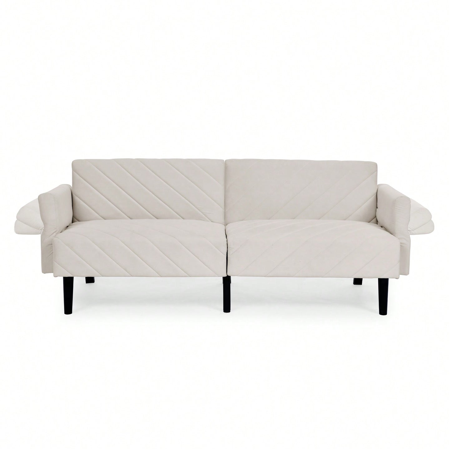 Tufted Convertible Futon Couch With Adjustable Armrests For Small Spaces And Apartments
