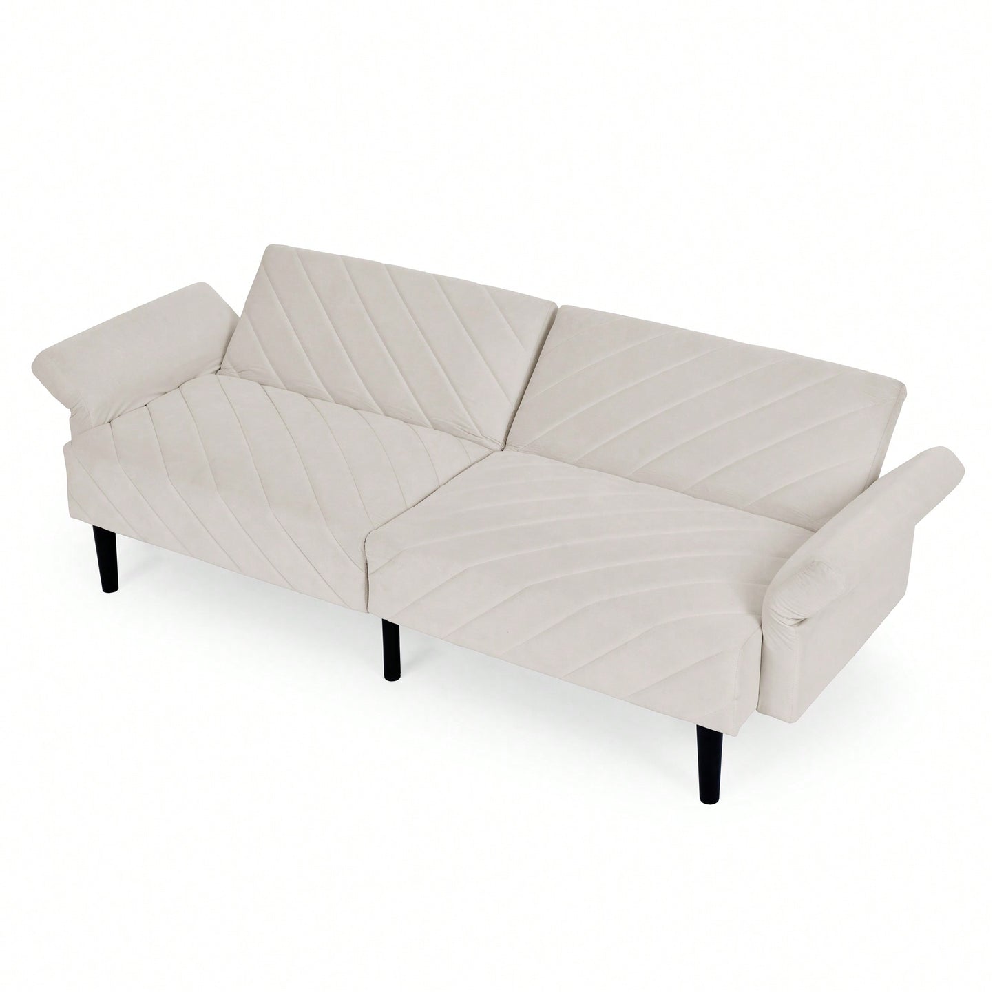 Tufted Convertible Futon Couch With Adjustable Armrests For Small Spaces And Apartments