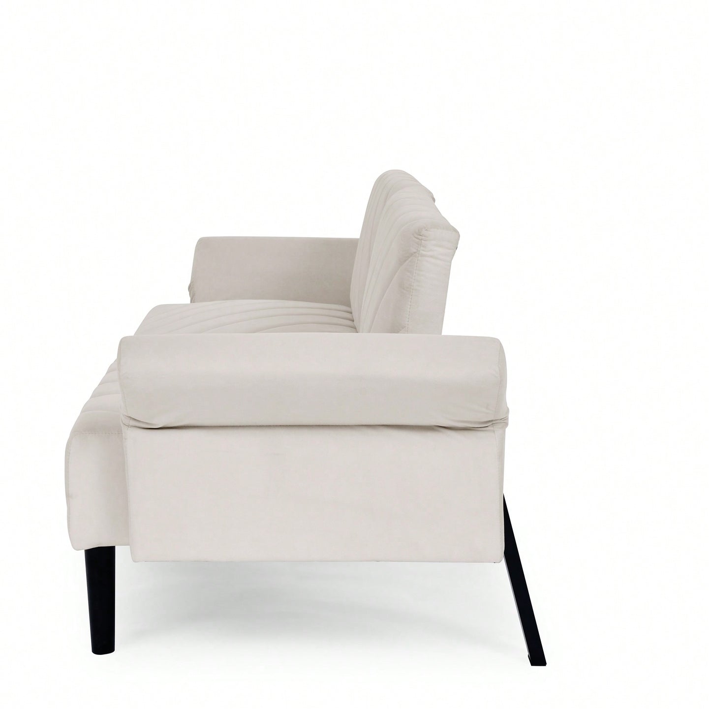 Tufted Convertible Futon Couch With Adjustable Armrests For Small Spaces And Apartments