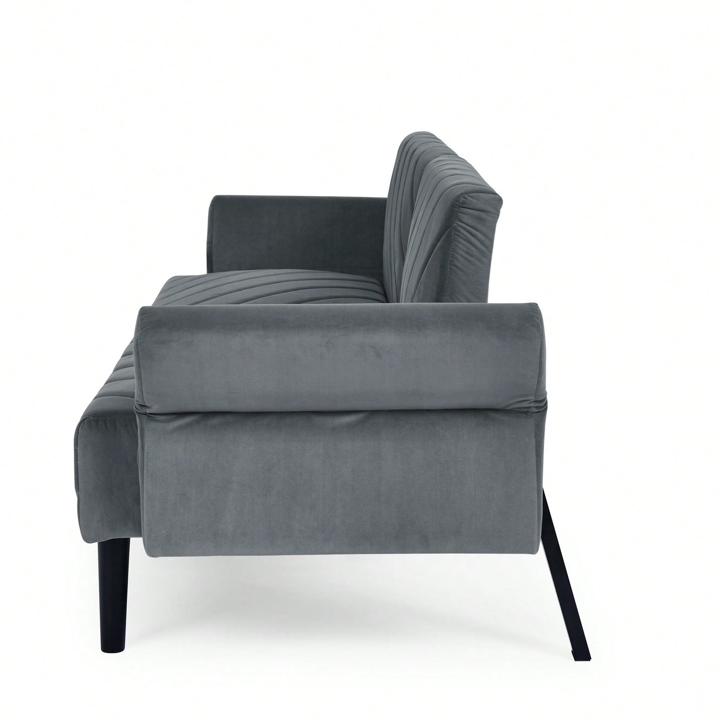 Tufted Convertible Futon Couch With Adjustable Armrests For Small Spaces And Apartments