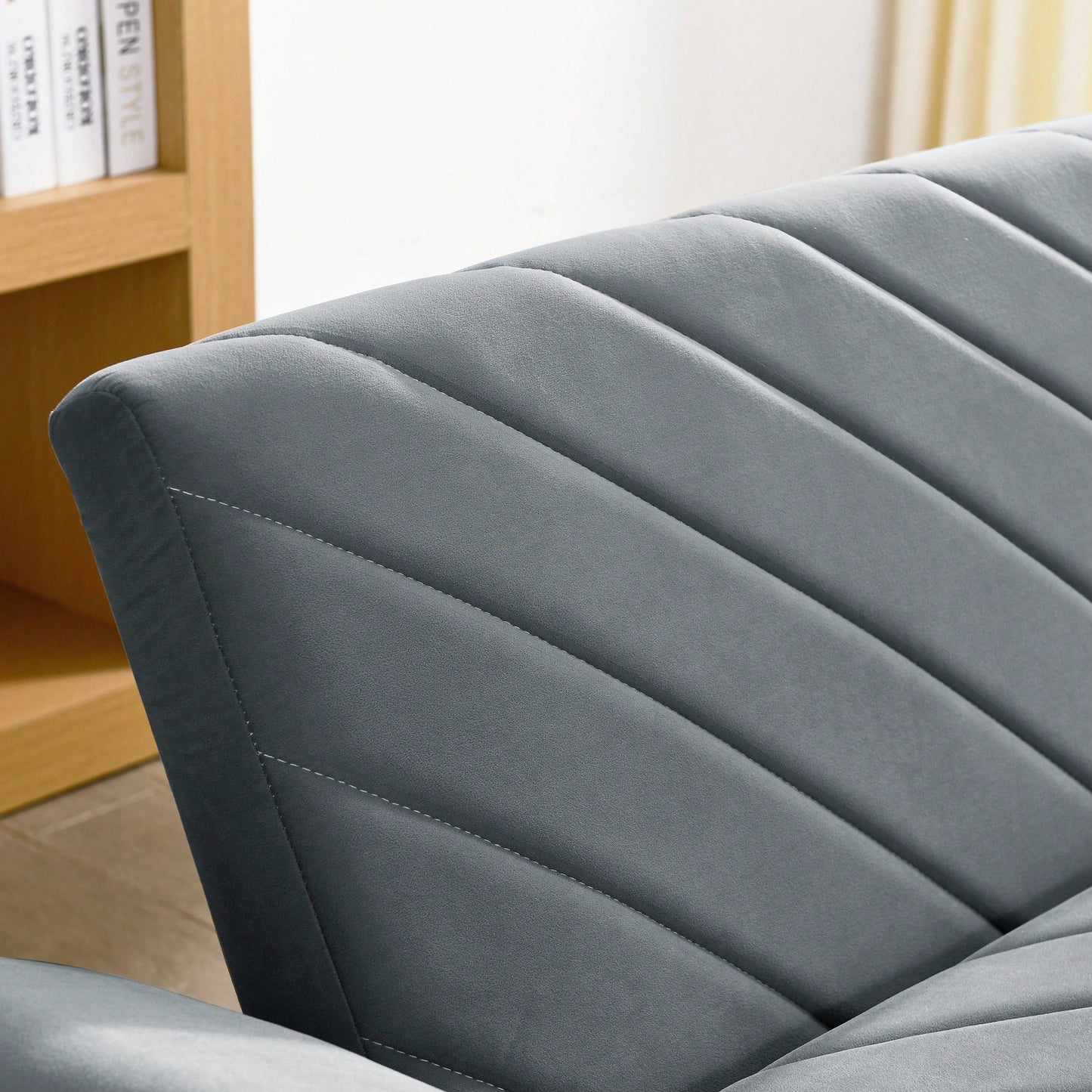 Tufted Convertible Futon Couch With Adjustable Armrests For Small Spaces And Apartments