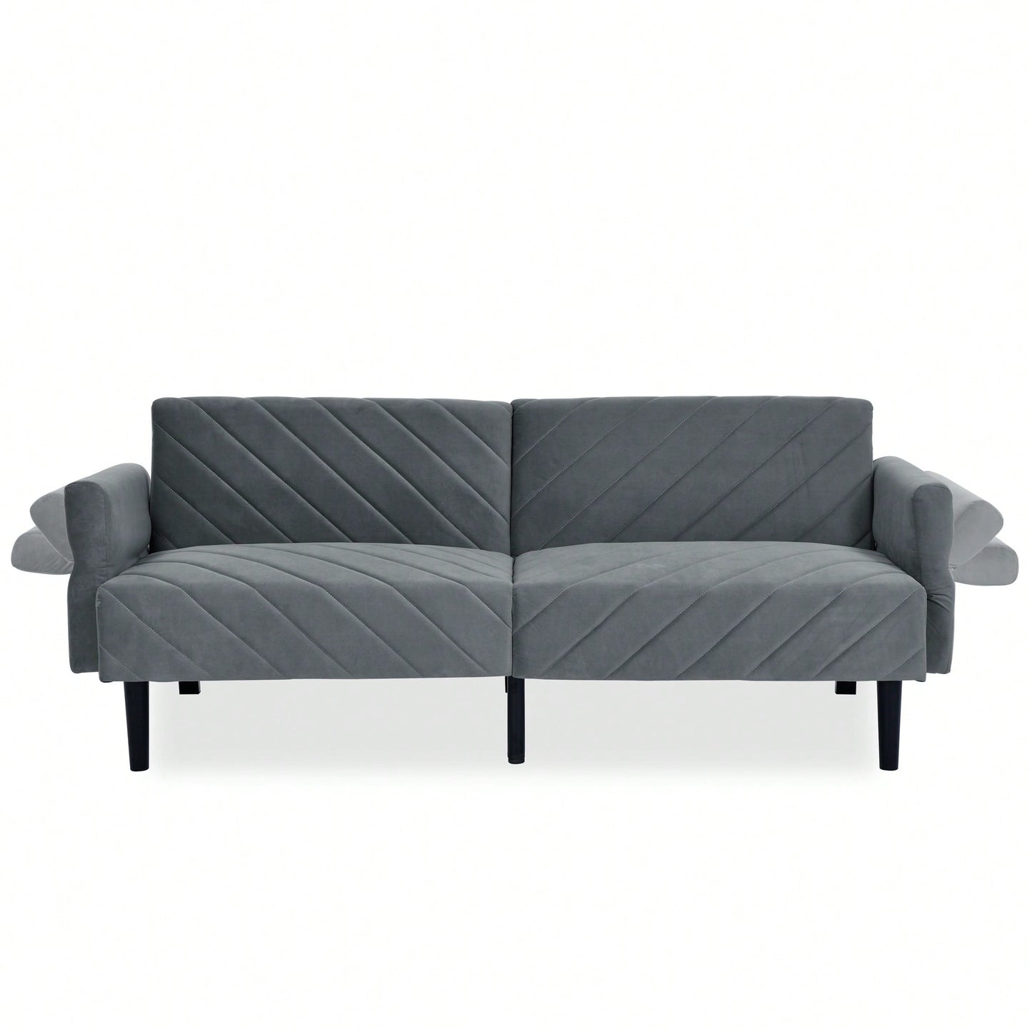 Tufted Convertible Futon Couch With Adjustable Armrests For Small Spaces And Apartments