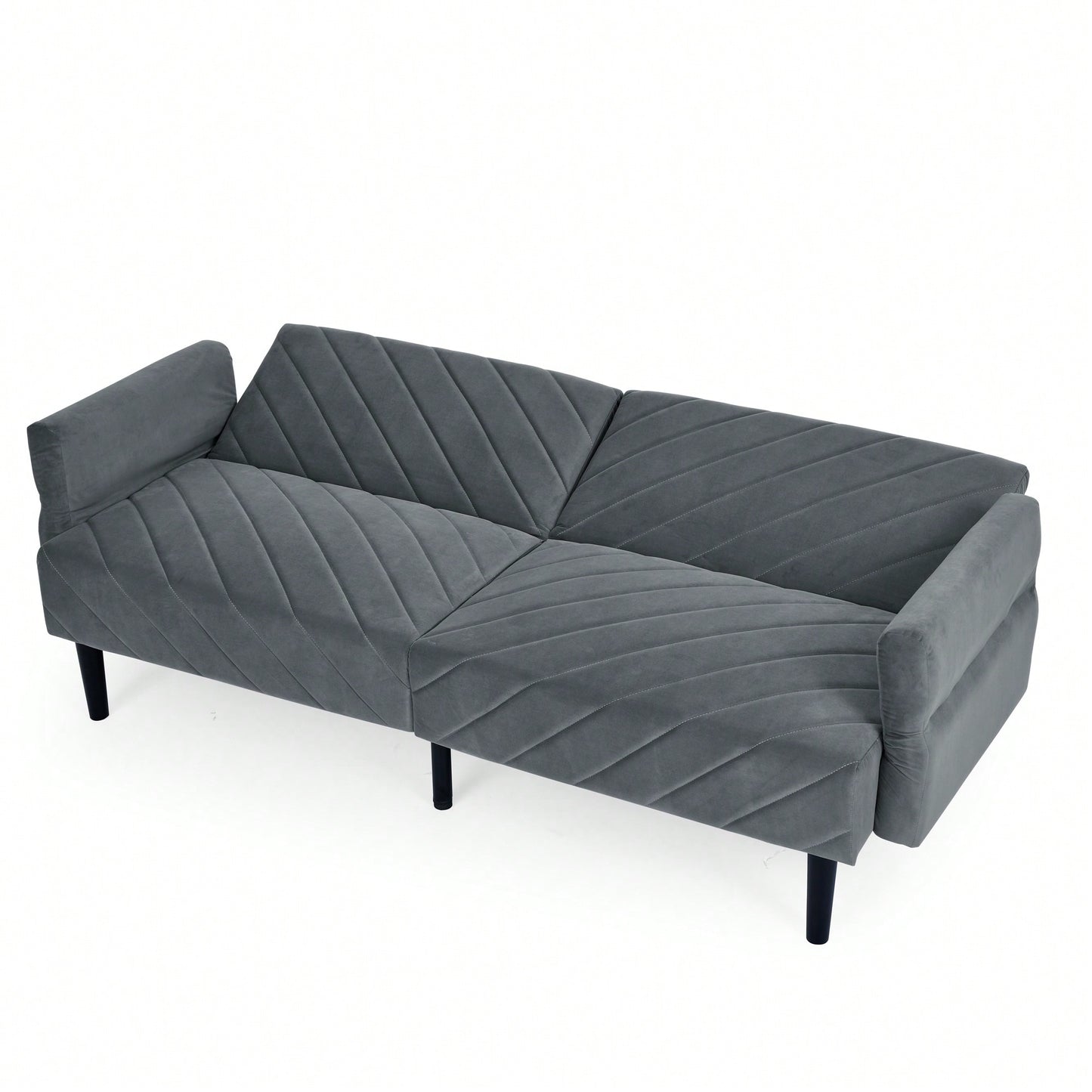 Tufted Convertible Futon Couch With Adjustable Armrests For Small Spaces And Apartments