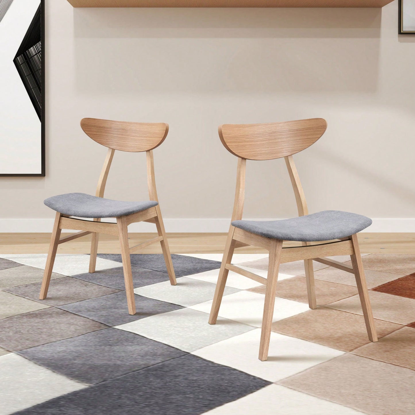 Modern Upholstered Wooden Dining Chairs Set Of 2 For Kitchen Living Room Restaurant Black