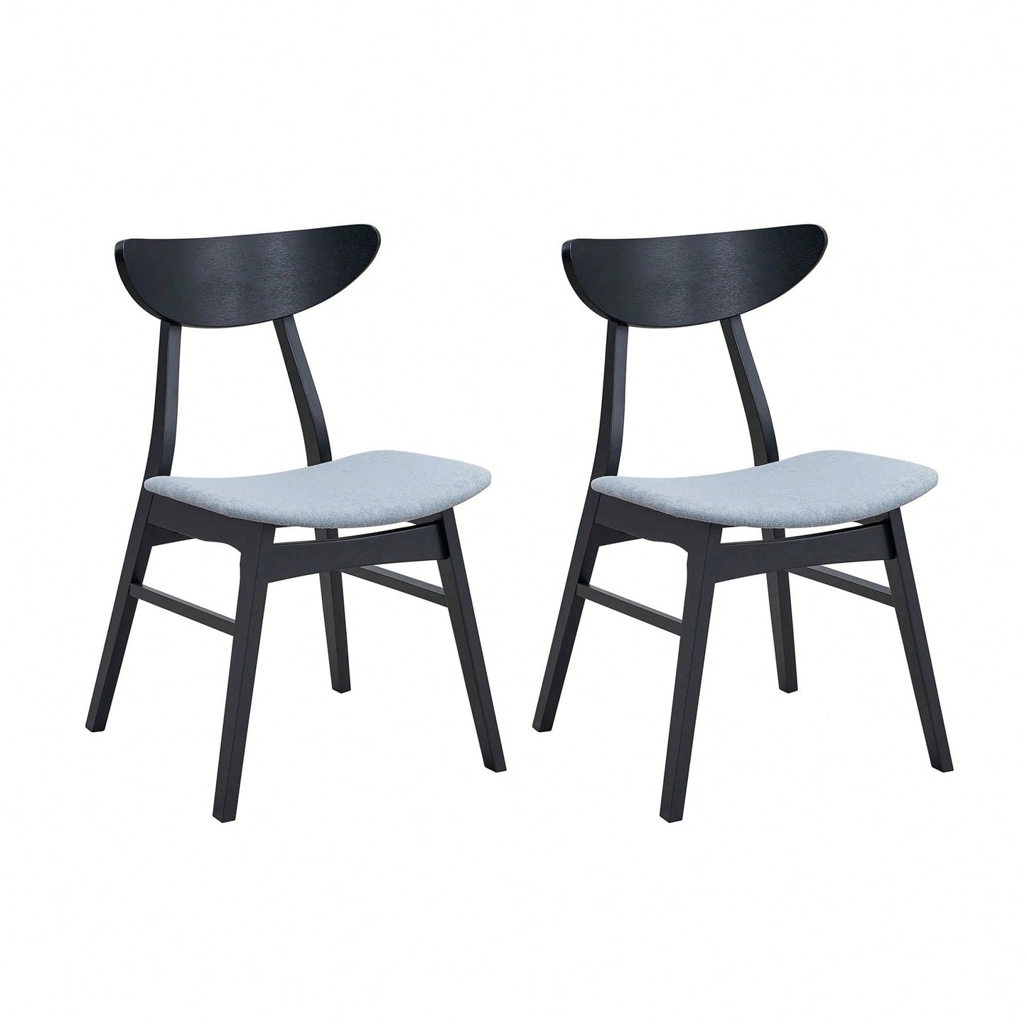 Modern Upholstered Wooden Dining Chairs Set Of 2 For Kitchen Living Room Restaurant Black