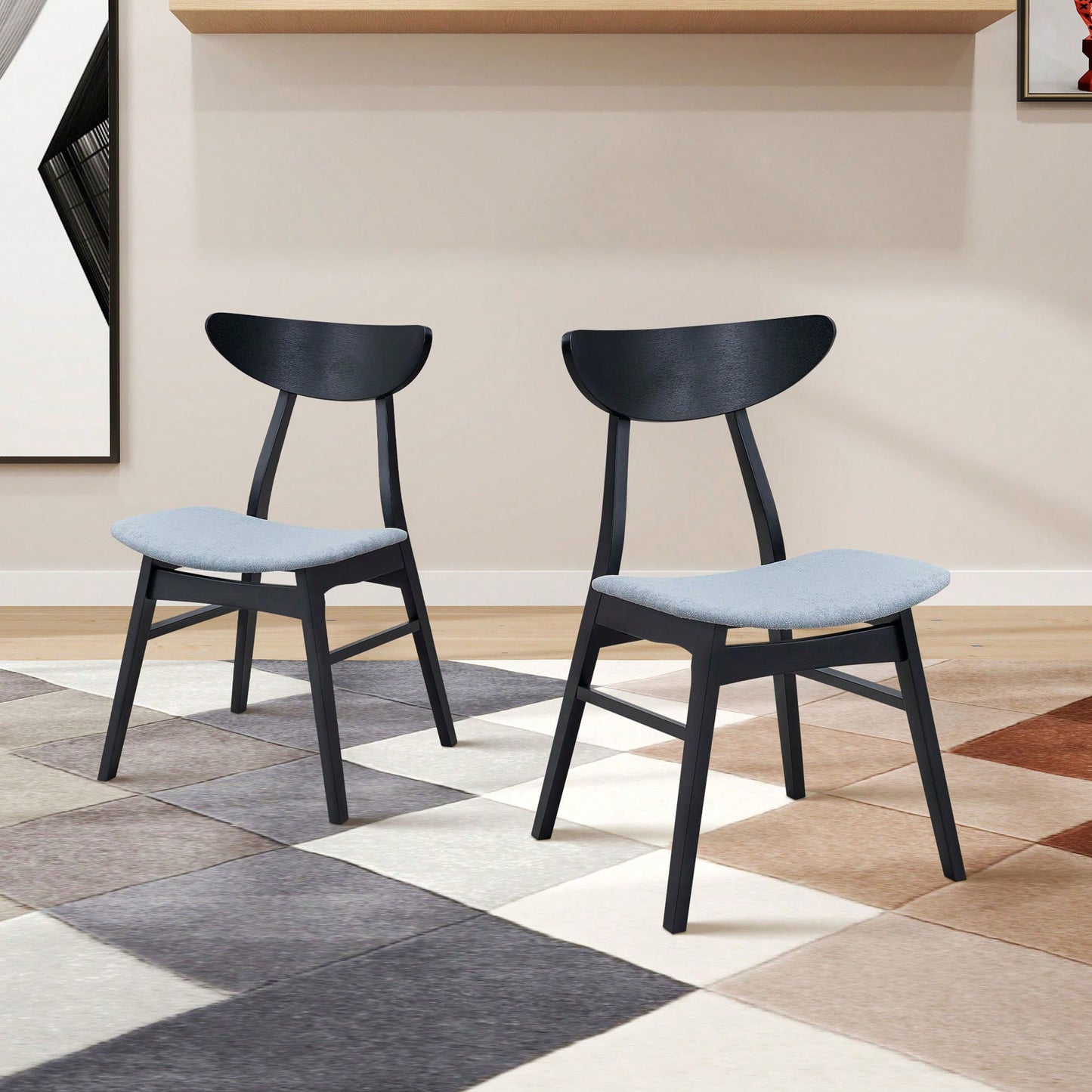 Modern Upholstered Wooden Dining Chairs Set Of 2 For Kitchen Living Room Restaurant Black