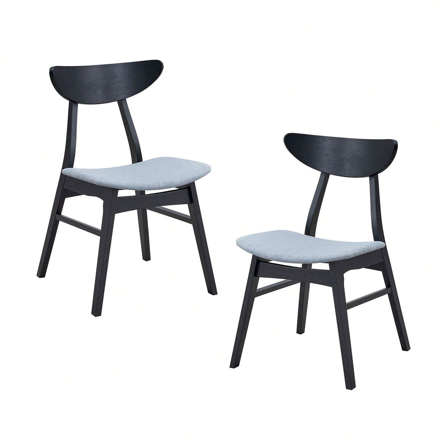 Modern Upholstered Wooden Dining Chairs Set Of 2 For Kitchen Living Room Restaurant Black
