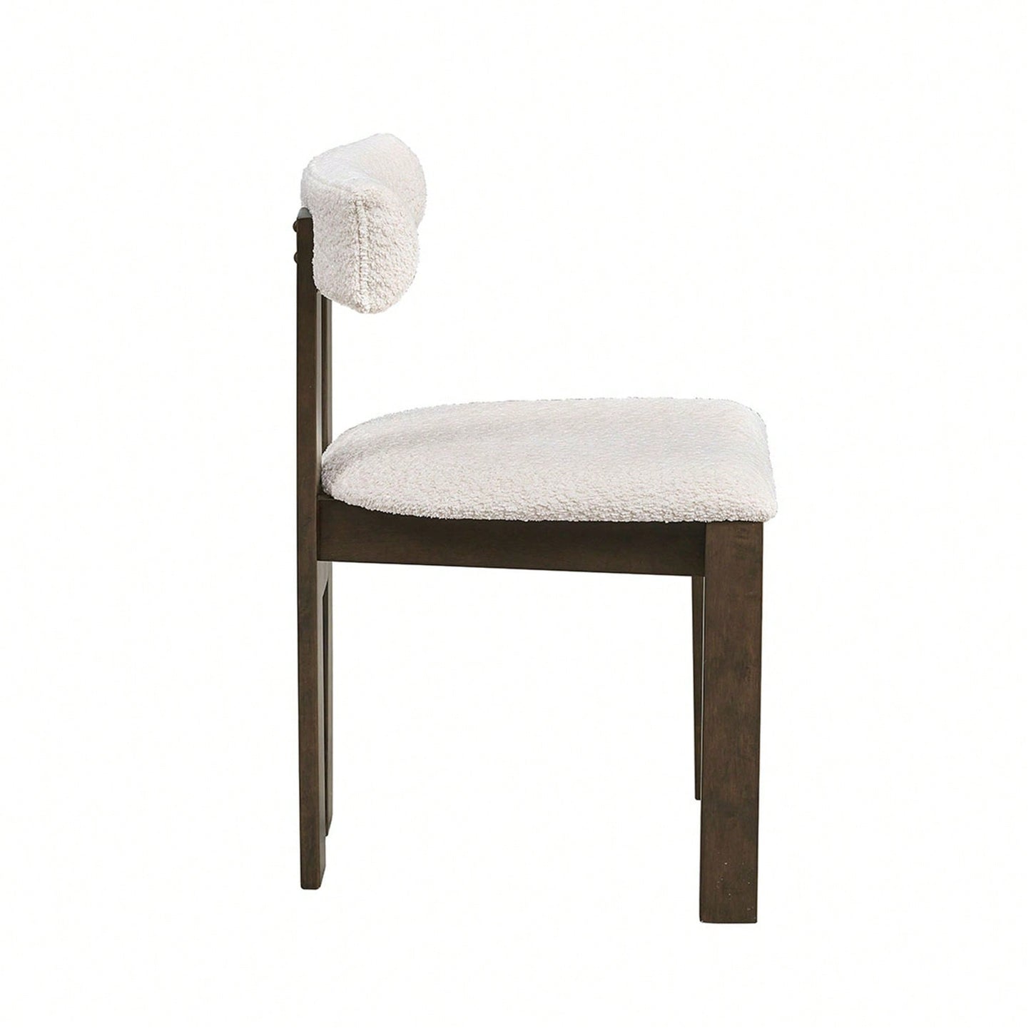 Set Of 2 Modern Boucle Upholstered Dining Chairs With Open Back Mid Century Style For Kitchen And Living Room
